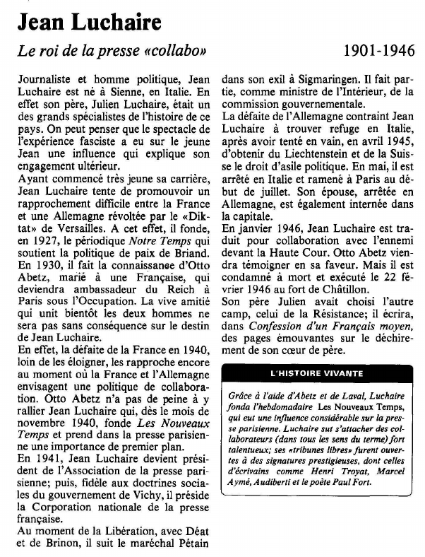 Prévisualisation du document Jean LuchaireLe roi de la presse «collabo».