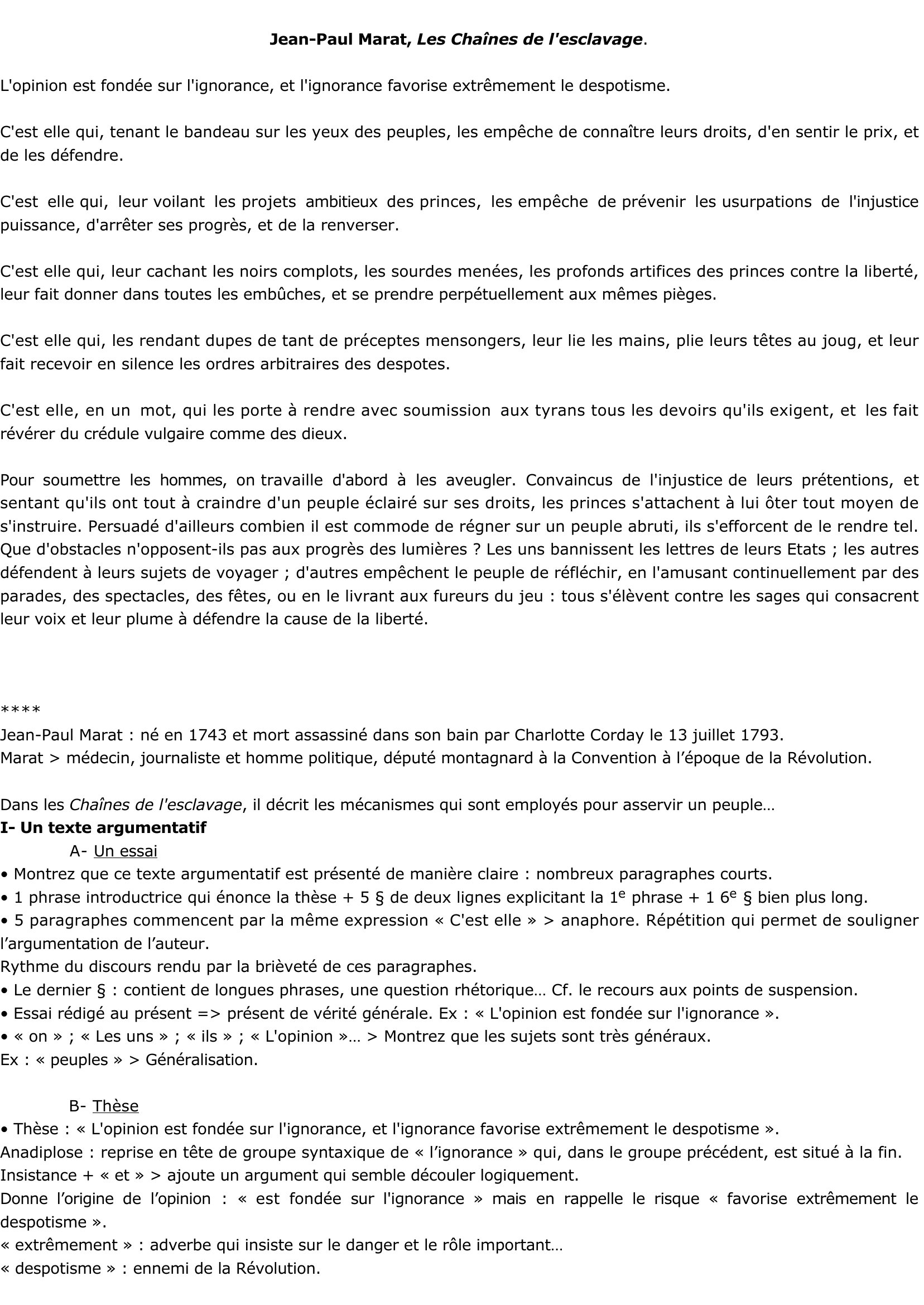 Prévisualisation du document Jean-Paul Marat, les Chaînes de l'esclavage