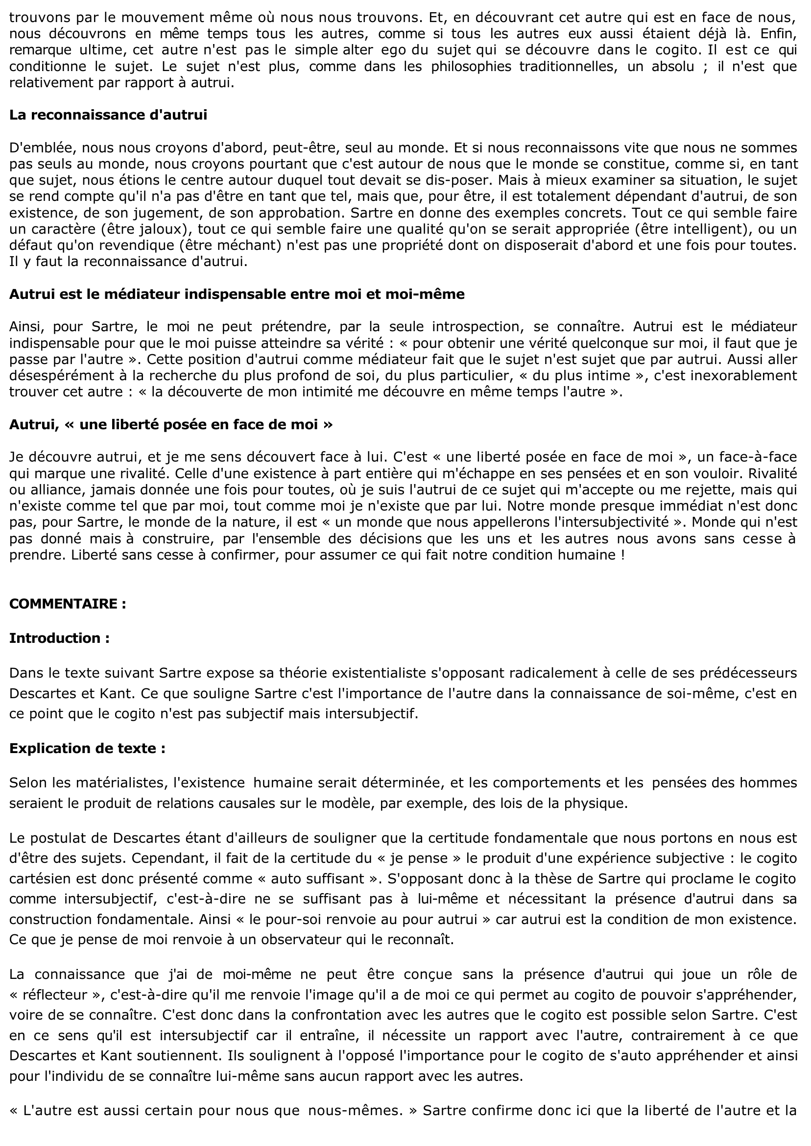 Prévisualisation du document Jean-Paul SARTRE ET LE COGITO DE DESCARTES