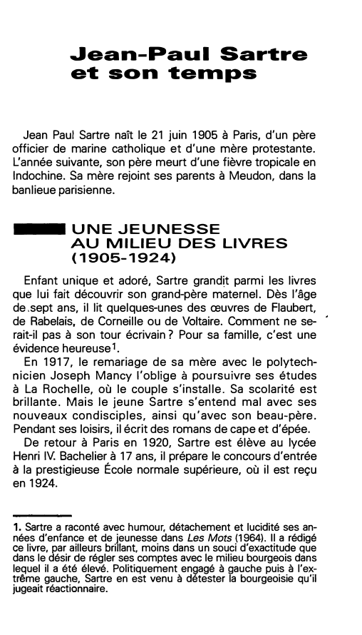 Prévisualisation du document Jean-Paul Sartre et son temps