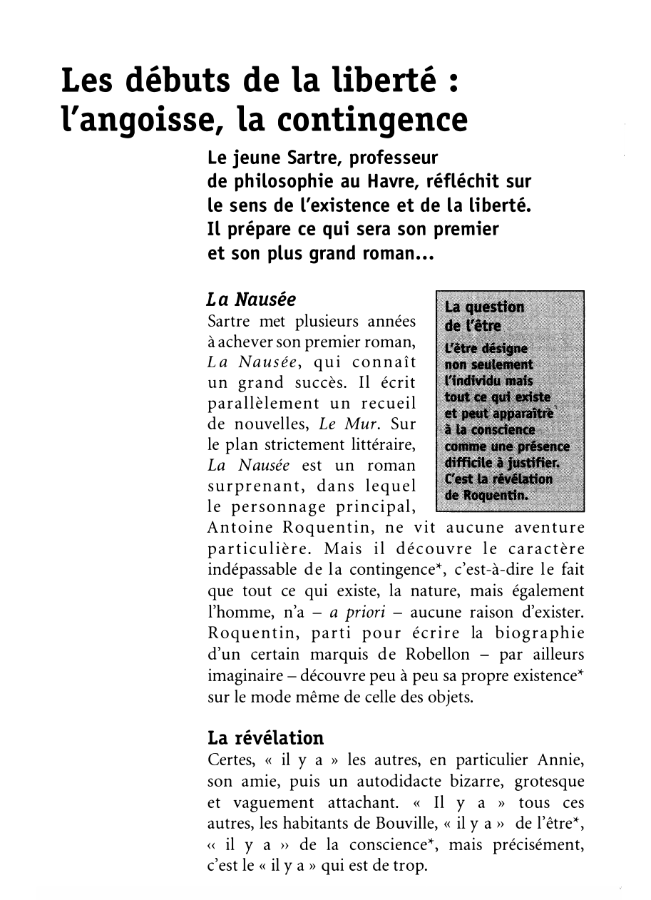 Prévisualisation du document Jean-Paul SARTRE: EXISTENCE ET ANGOISSE