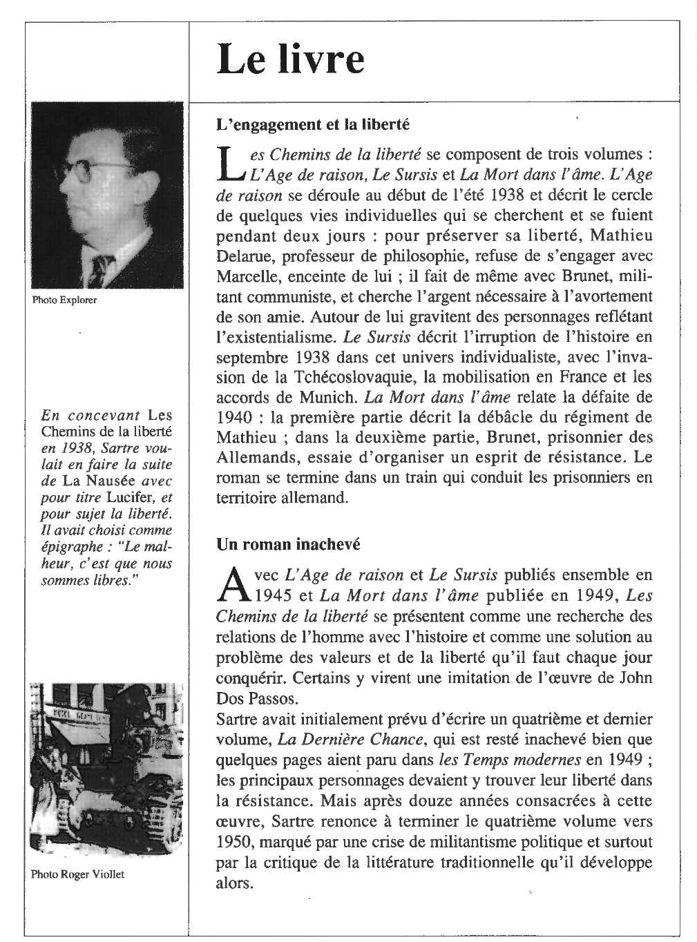 Prévisualisation du document Jean-Paul SARTRE : Les Chemins de la liberté