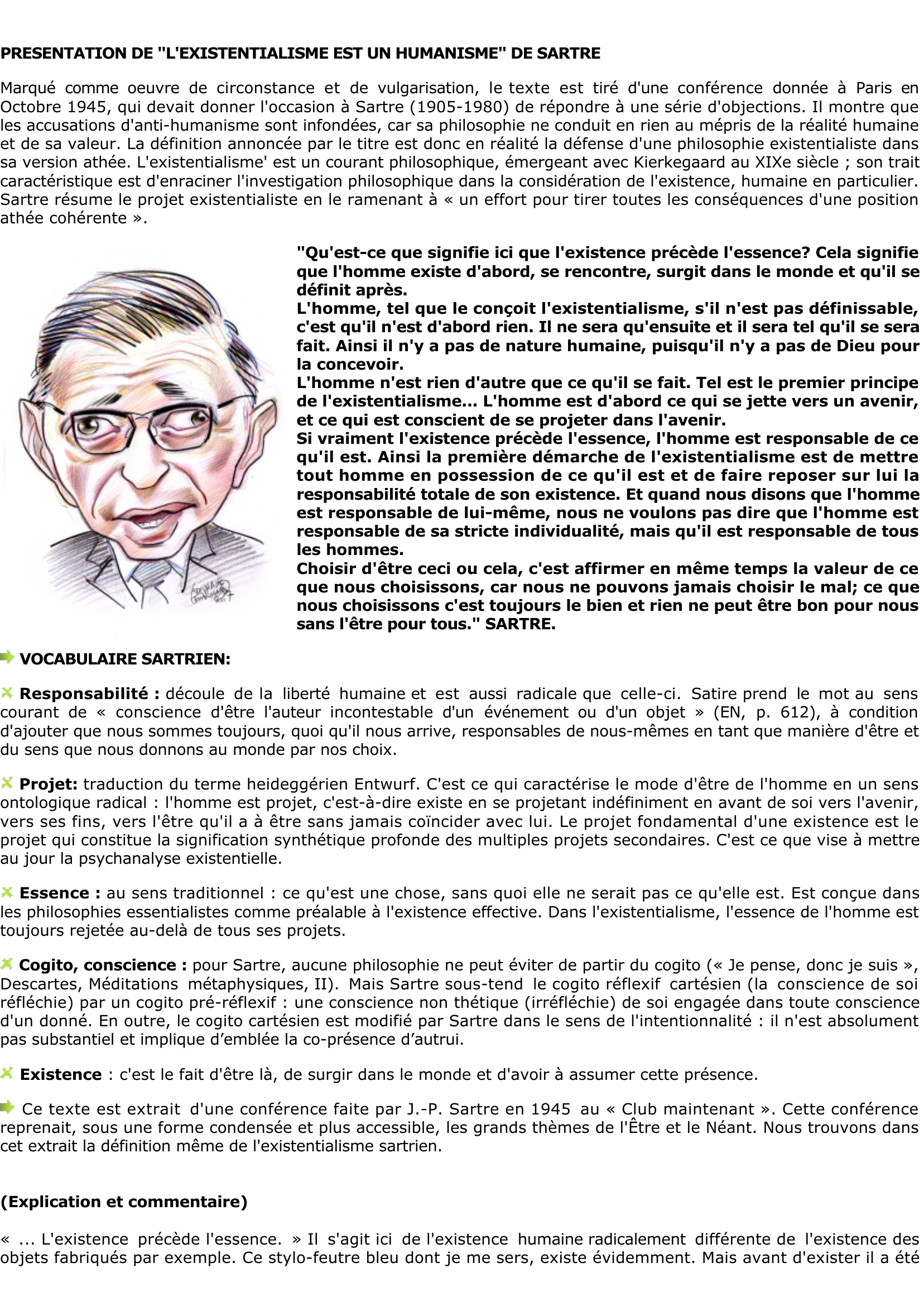 Prévisualisation du document Jean-Paul SARTRE: L'homme, tel que le conçoit l'existentialisme