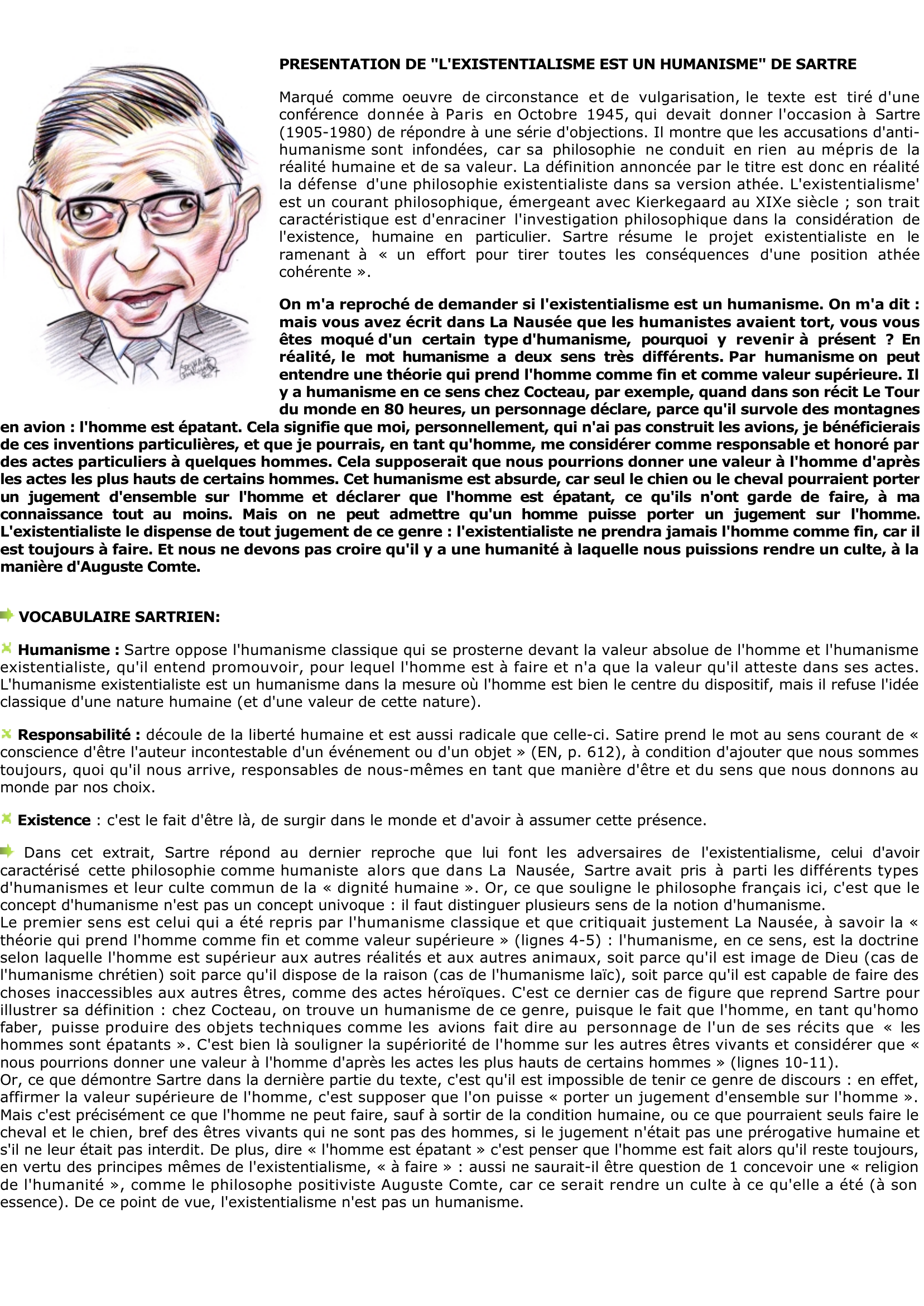 Prévisualisation du document Jean-Paul SARTRE: On m'a reproché de demander si l'existentialisme est un humanisme