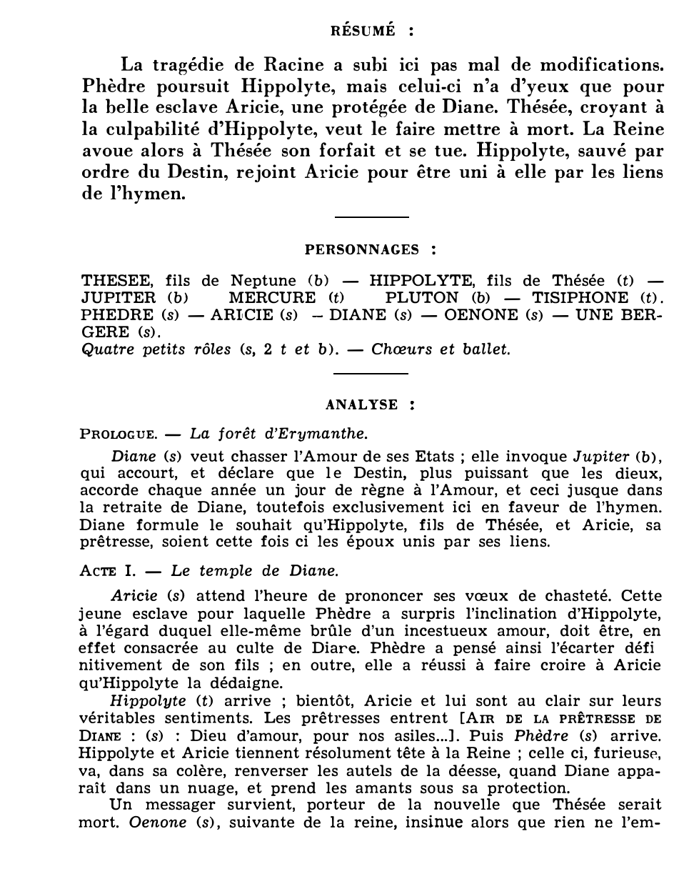 Prévisualisation du document Jean-Philippe RAMEAU: HIPPOLYTE ET ARICIE (résumé et analyse de l’œuvre – Répertoire lyrique)