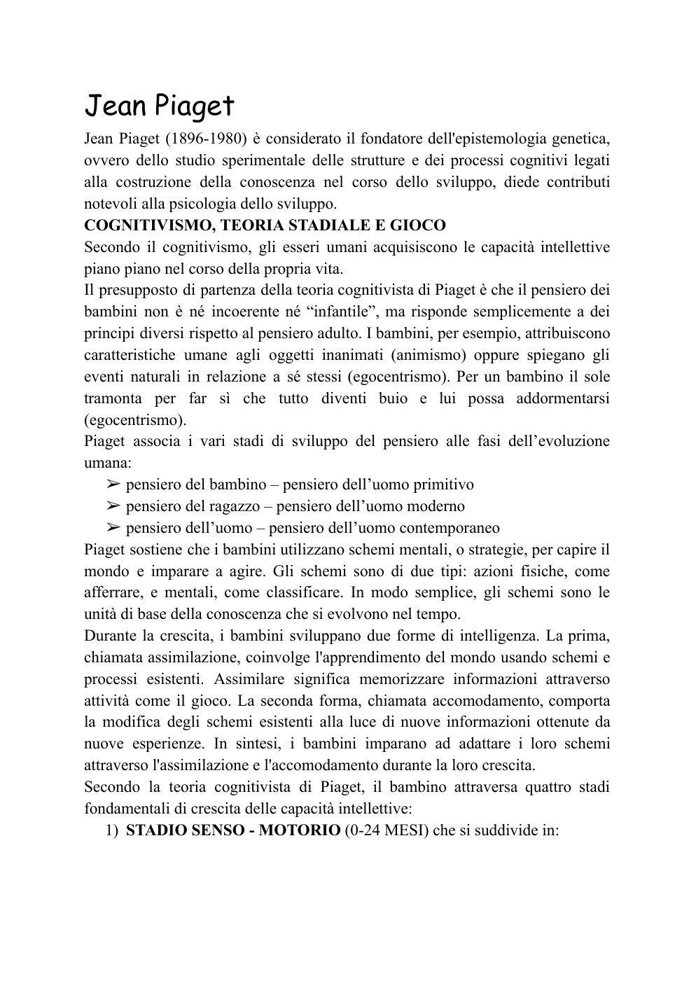 Prévisualisation du document Jean Piaget (1896-1980) è considerato il fondatore dell'epistemologia genetica