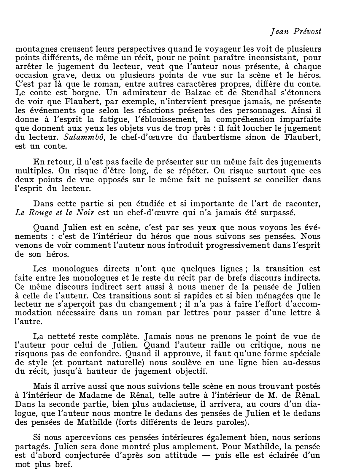 Prévisualisation du document Jean PRÉVOST (1901-1944)		  		    La technique du point  de vue chez Stendhal