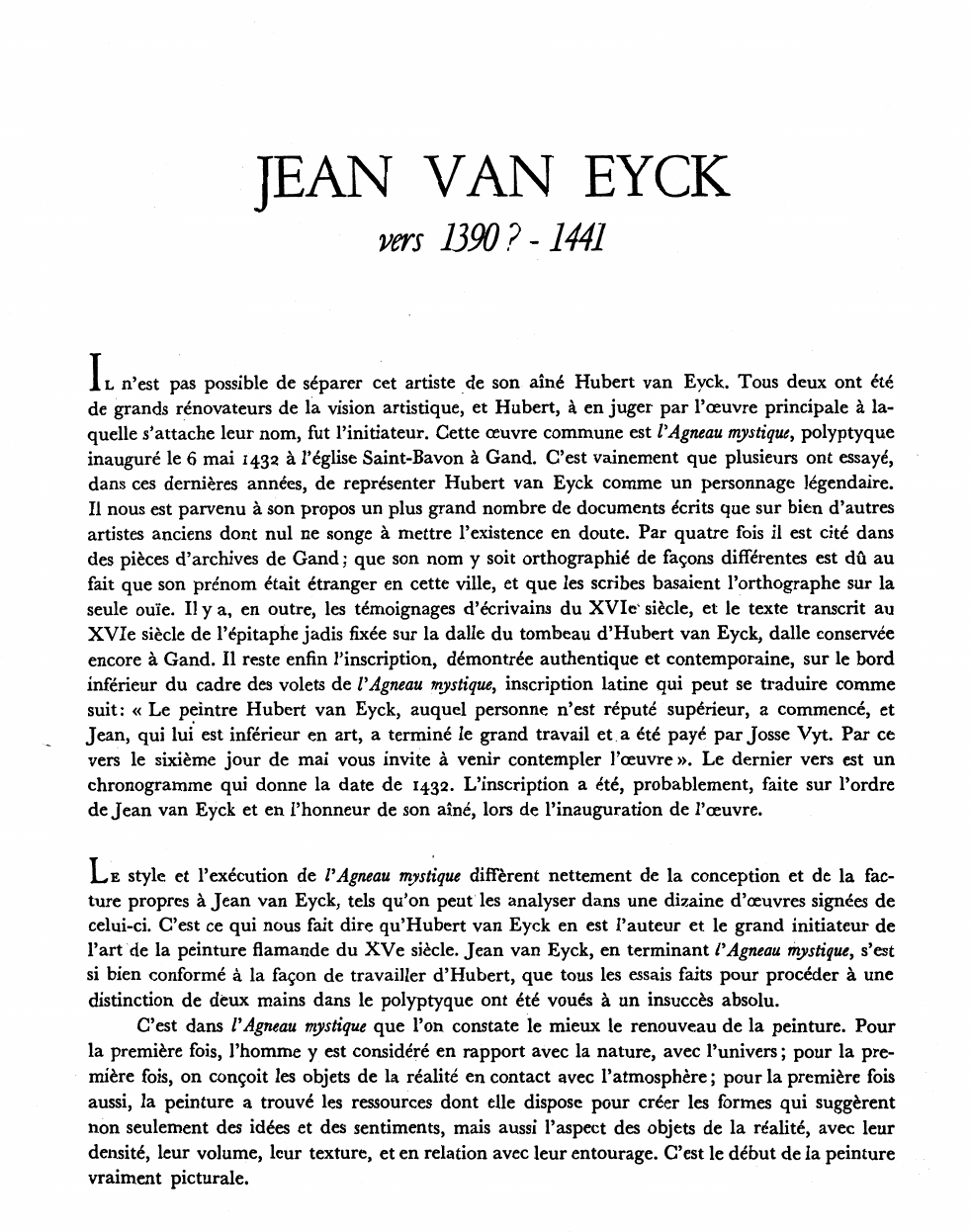 Prévisualisation du document JEAN VAN EYCK