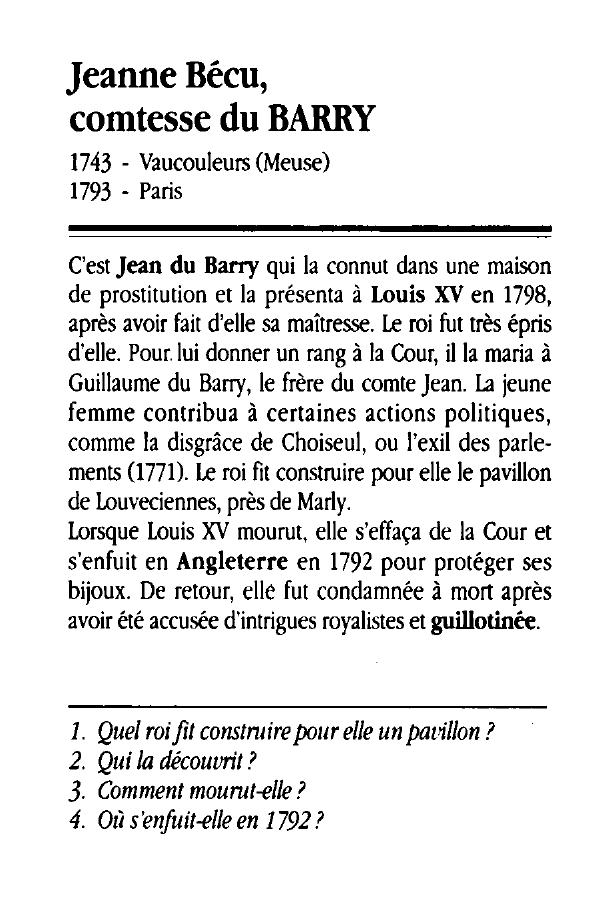 Prévisualisation du document Jeanne Bécu, comtesse du BARRY