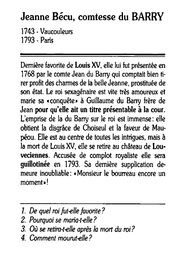 Prévisualisation du document Jeanne Bécu, comtesse du BARRY