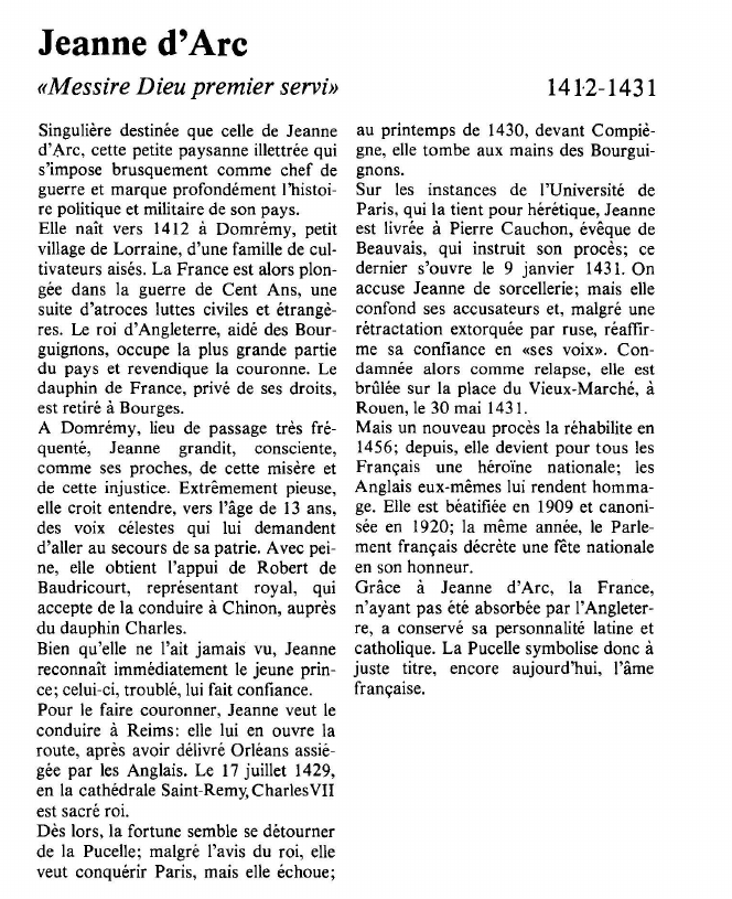 Prévisualisation du document Jeanne d'Arc«Messire Dieu premier servi».