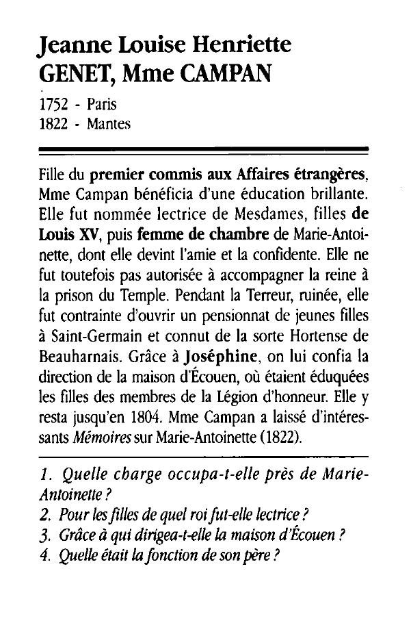 Prévisualisation du document Jeanne Louise Henriette GENET, Mme CAMPAN