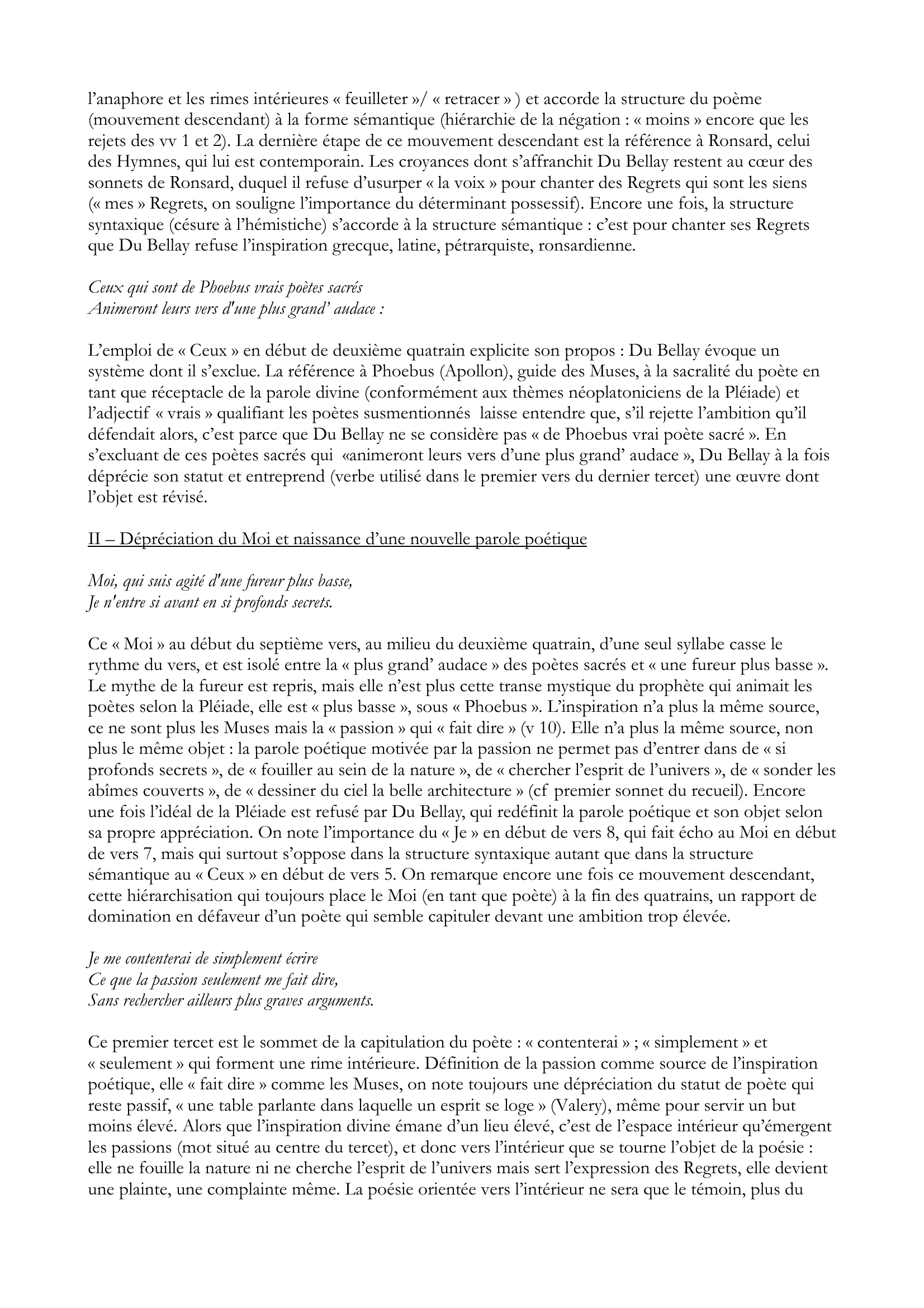 Prévisualisation du document Joachim du Bellay - Les regrets - Sonnet IV (Analyse et commentaire)
