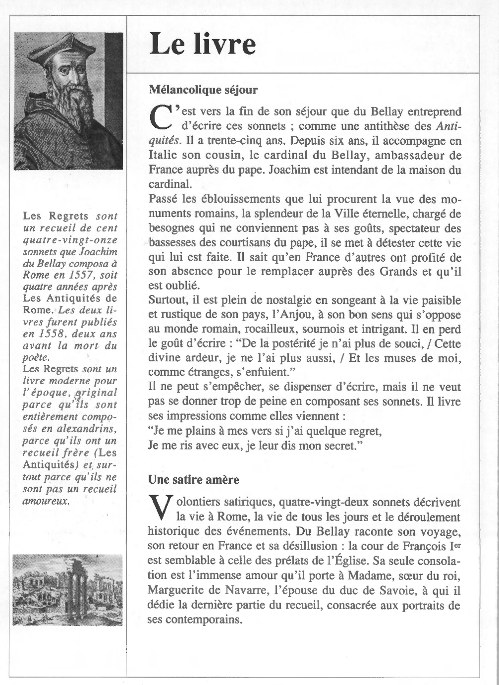 Prévisualisation du document Joachim du BELLAY : Les Regrets