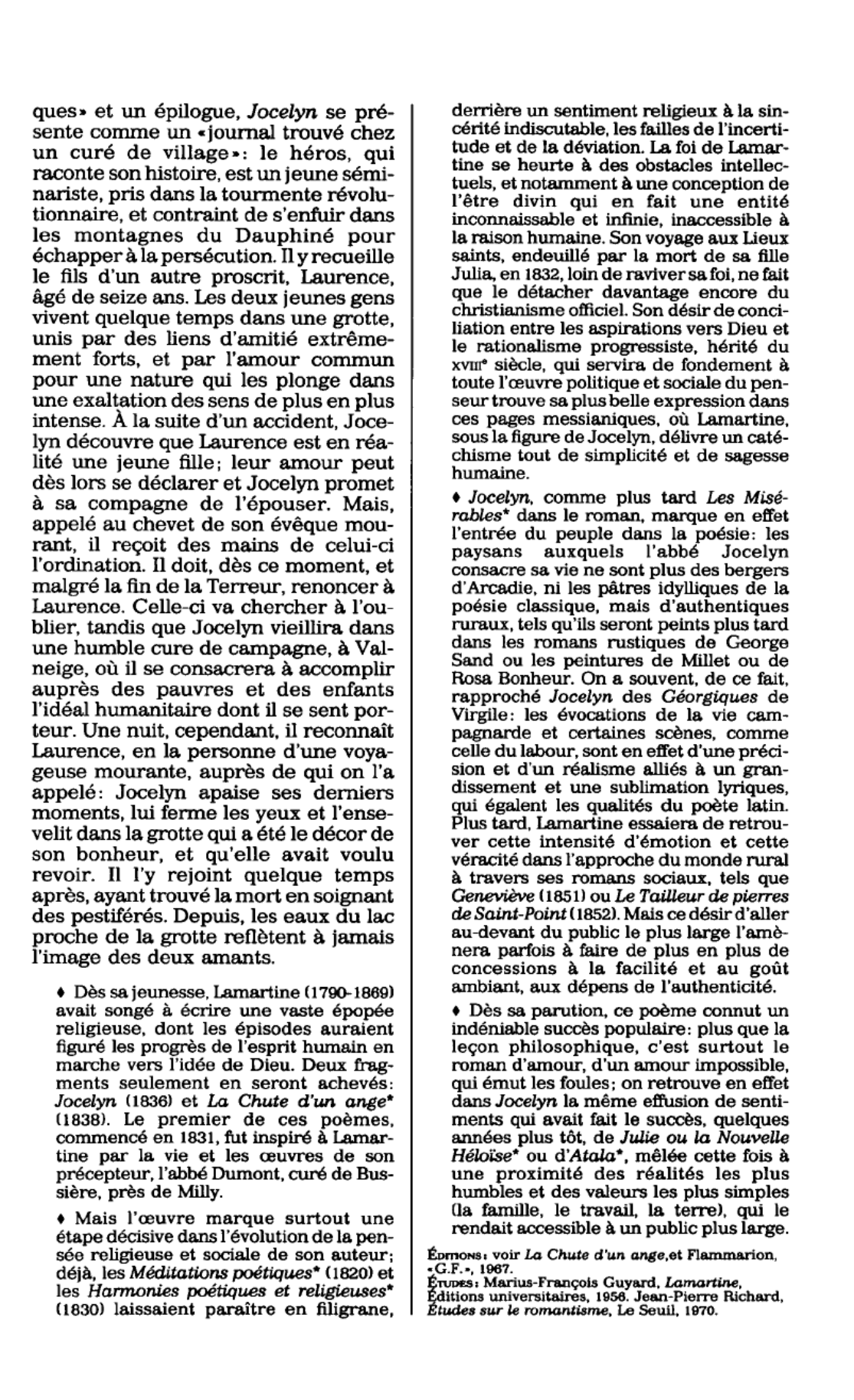 Prévisualisation du document JOCELYN d'Alphonse de Lamartine (résumé & analyse)