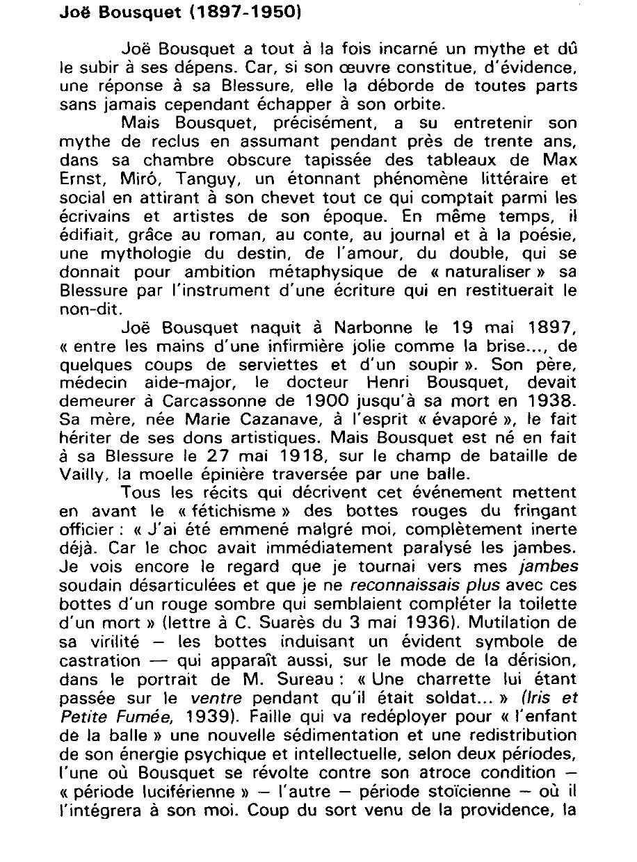 Prévisualisation du document Joë Bousquet