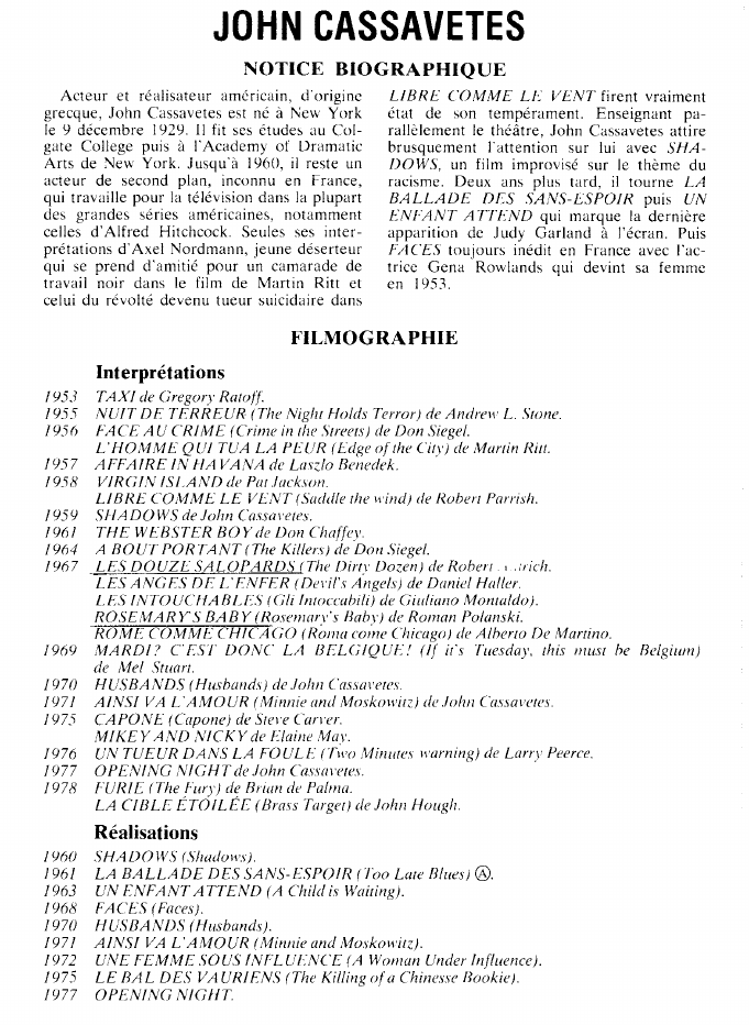 Prévisualisation du document JOHN CASSAVETES