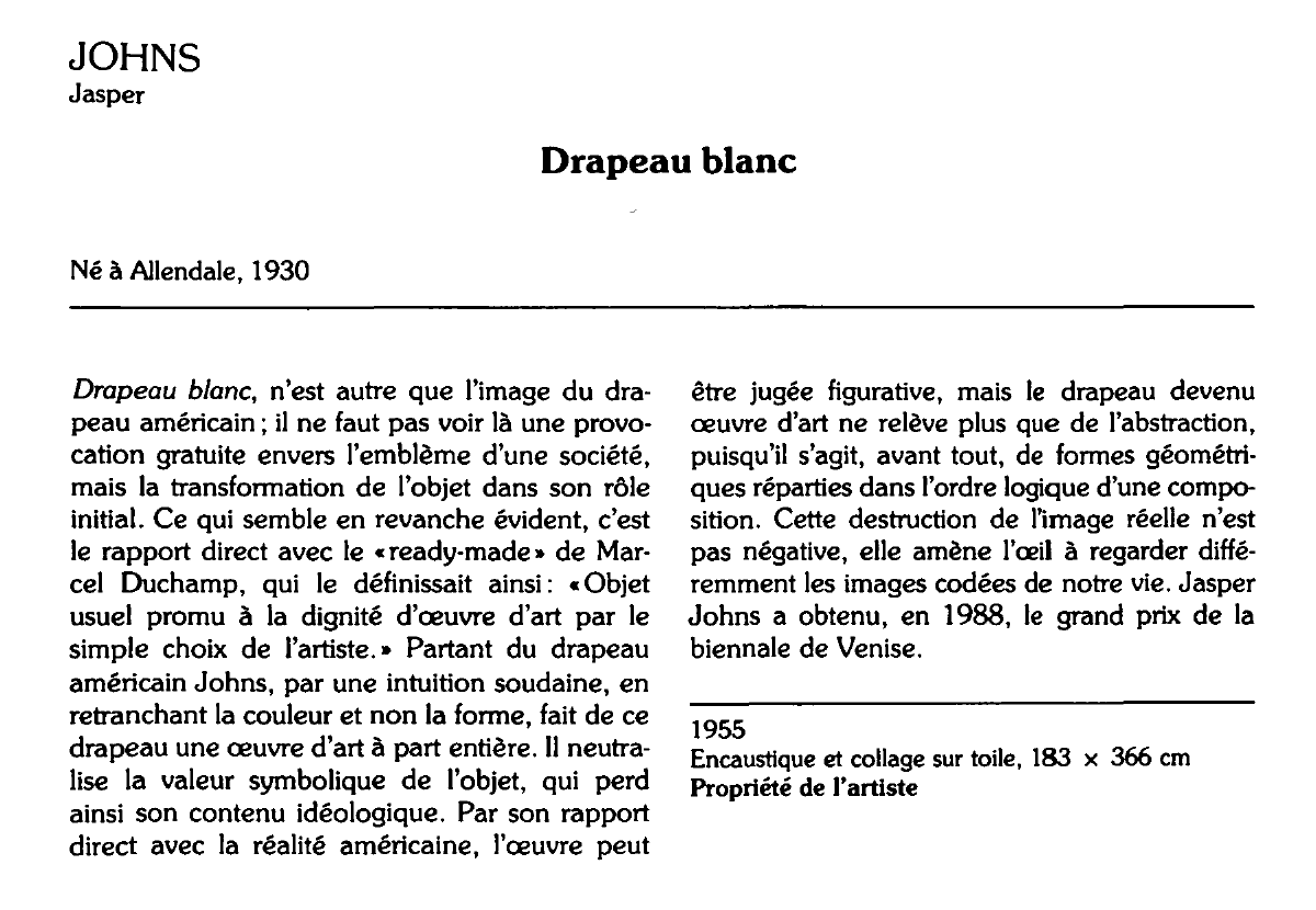 Prévisualisation du document JOHNS Jasper : Drapeau blanc