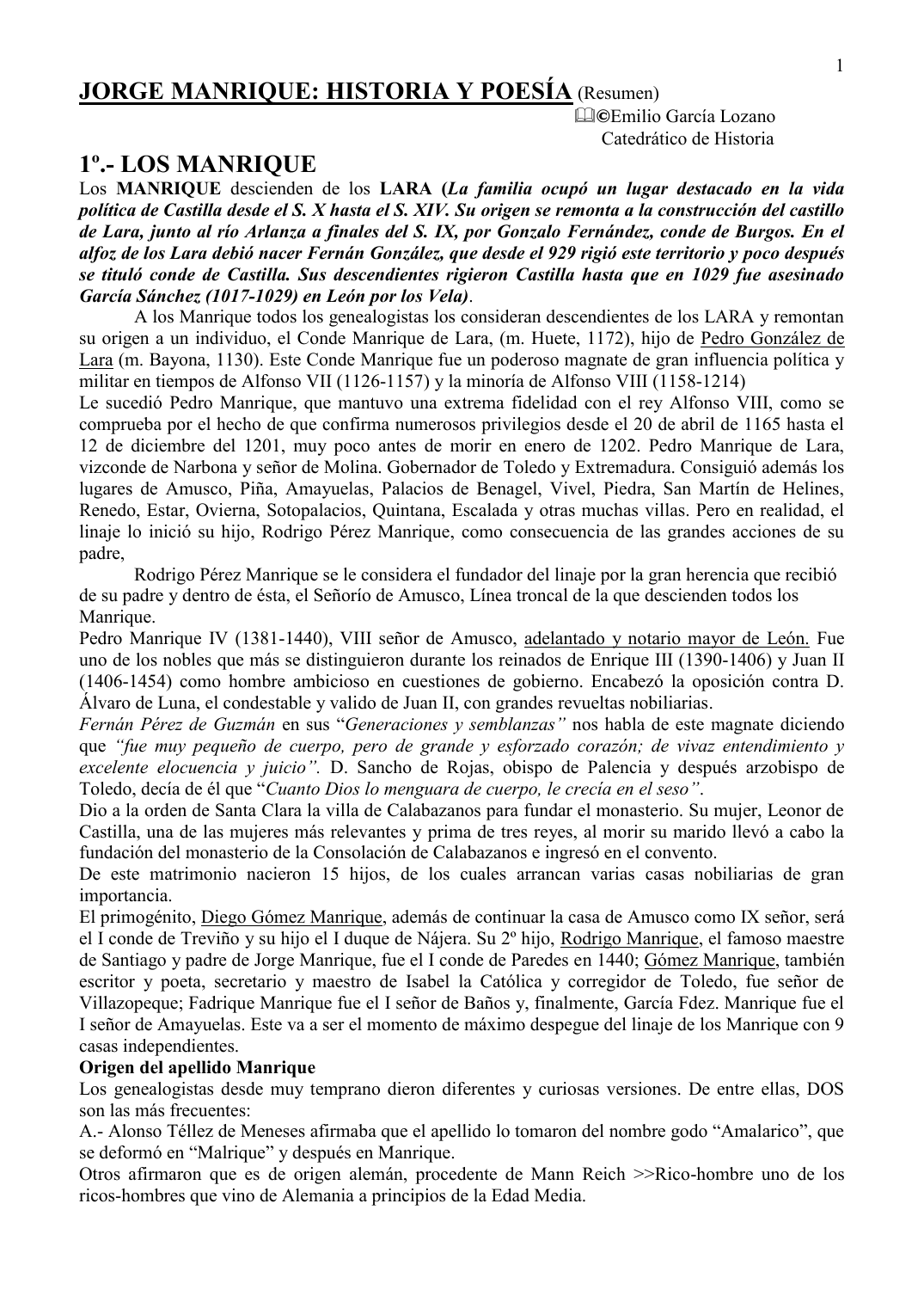 Prévisualisation du document JORGE MANRIQUE: HISTORIA Y POESÍA (Resumen)