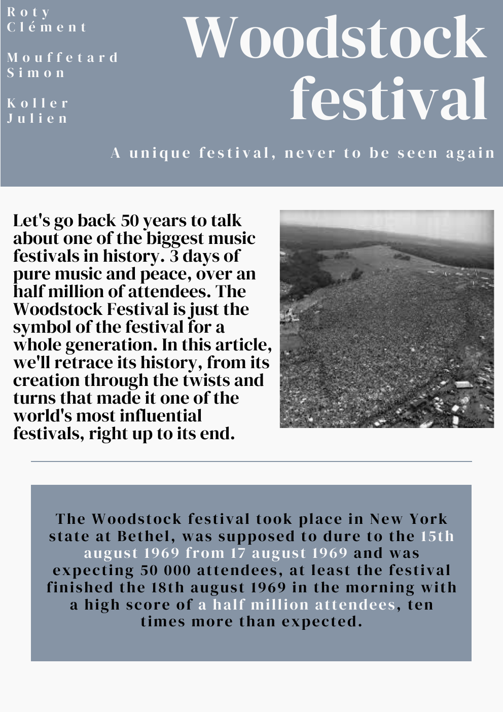 Prévisualisation du document Journal Woodstock en Anglais