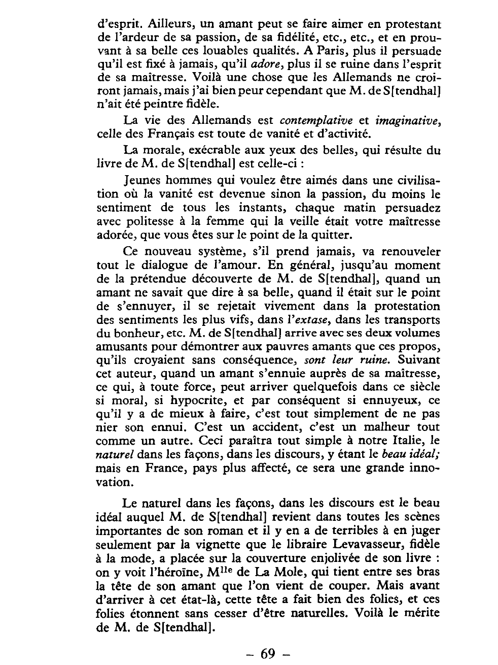 Prévisualisation du document Jugement de Stendhal sur son oeuvre