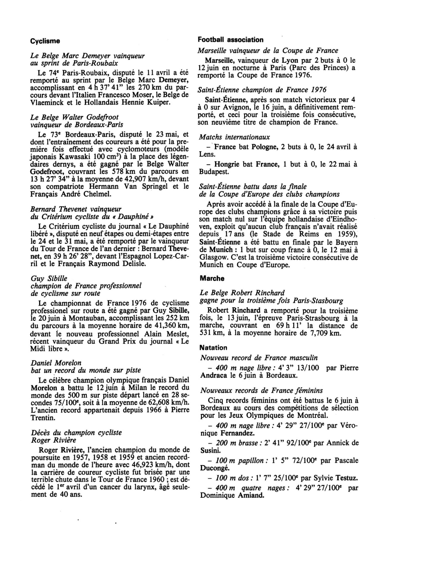 Prévisualisation du document JUILLET 1976: Sports et Loisirs