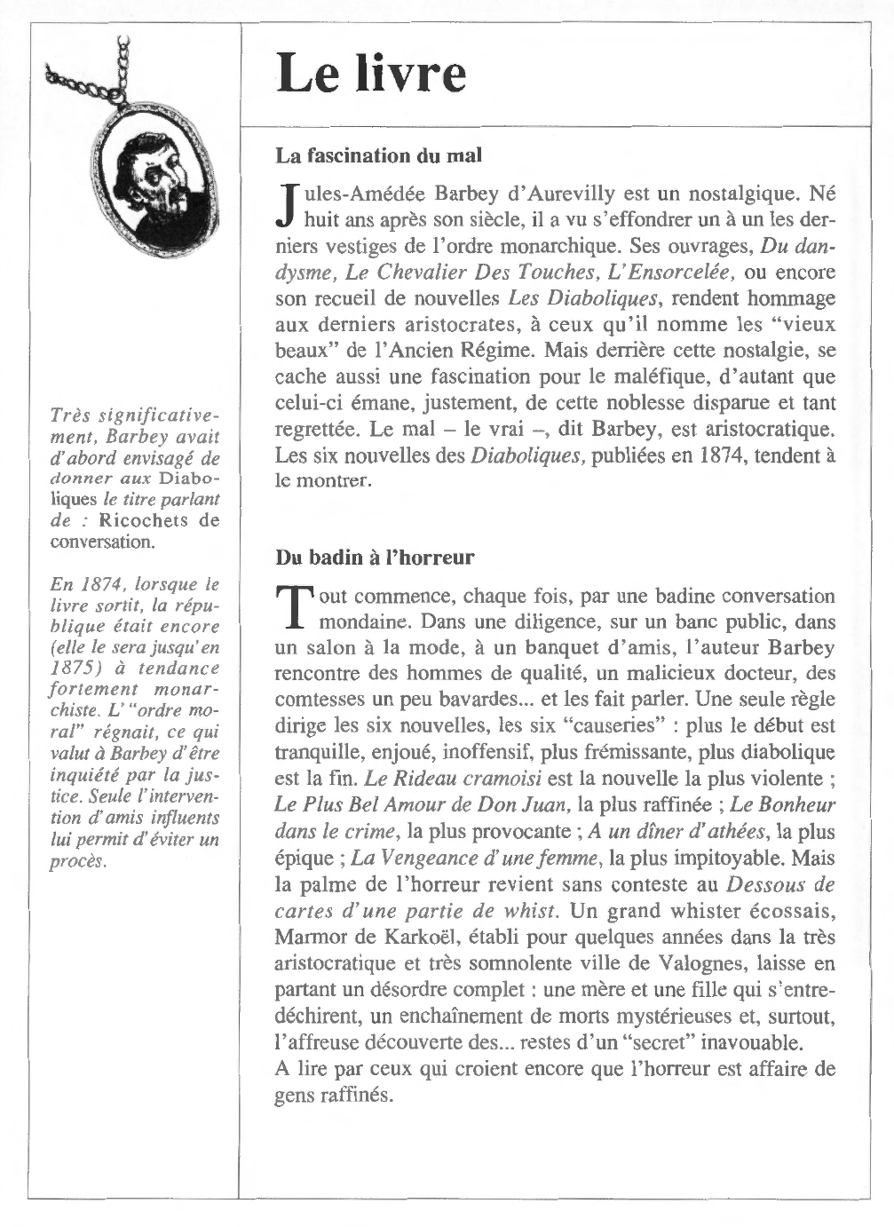 Prévisualisation du document Jules-Amédée BARBEY d'AUREVILLY : Les Diaboliques