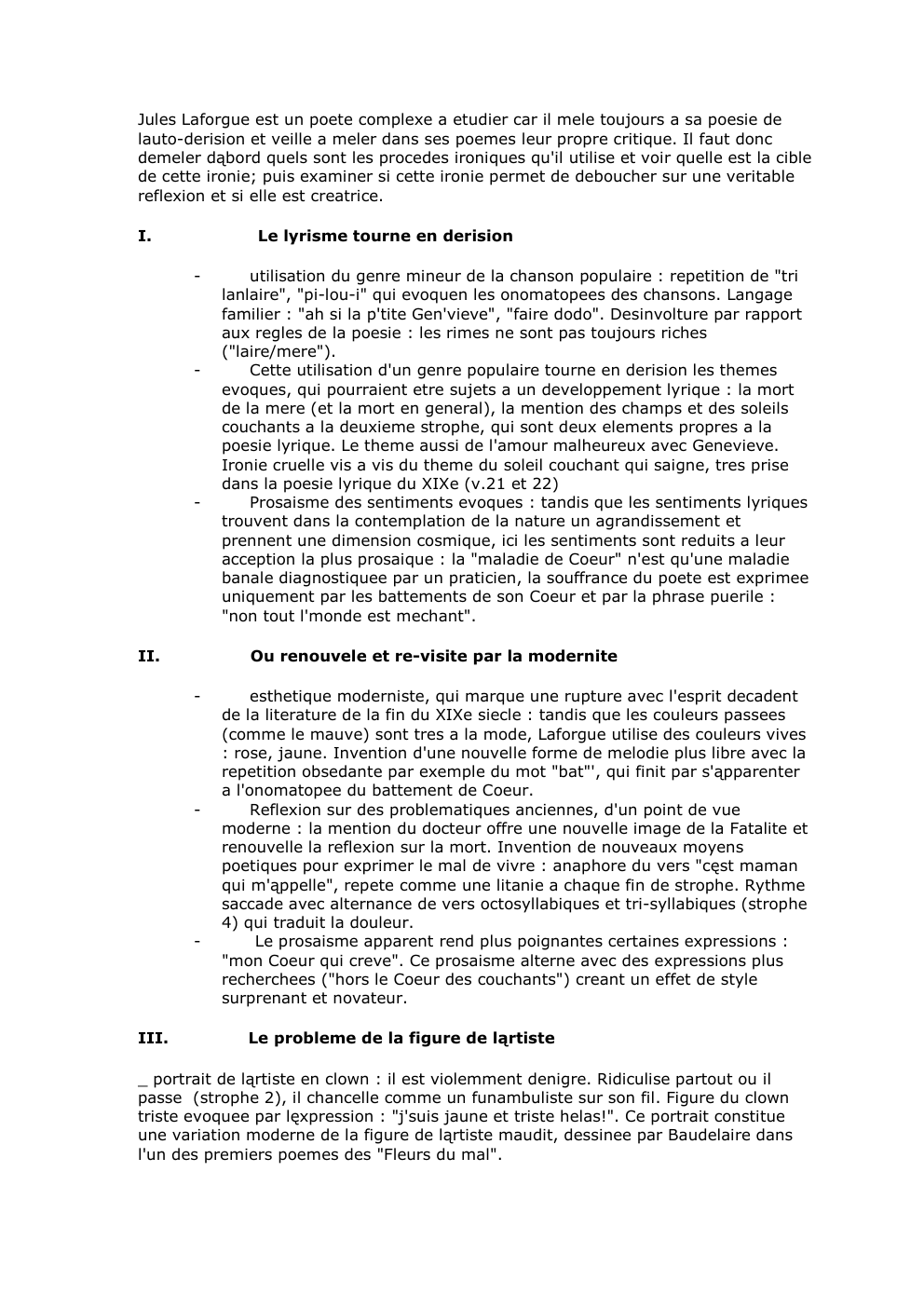 Prévisualisation du document Jules Laforgue est un poete complexe a etudier car il mele toujours a sa poesie de
lauto-derision et veille a...