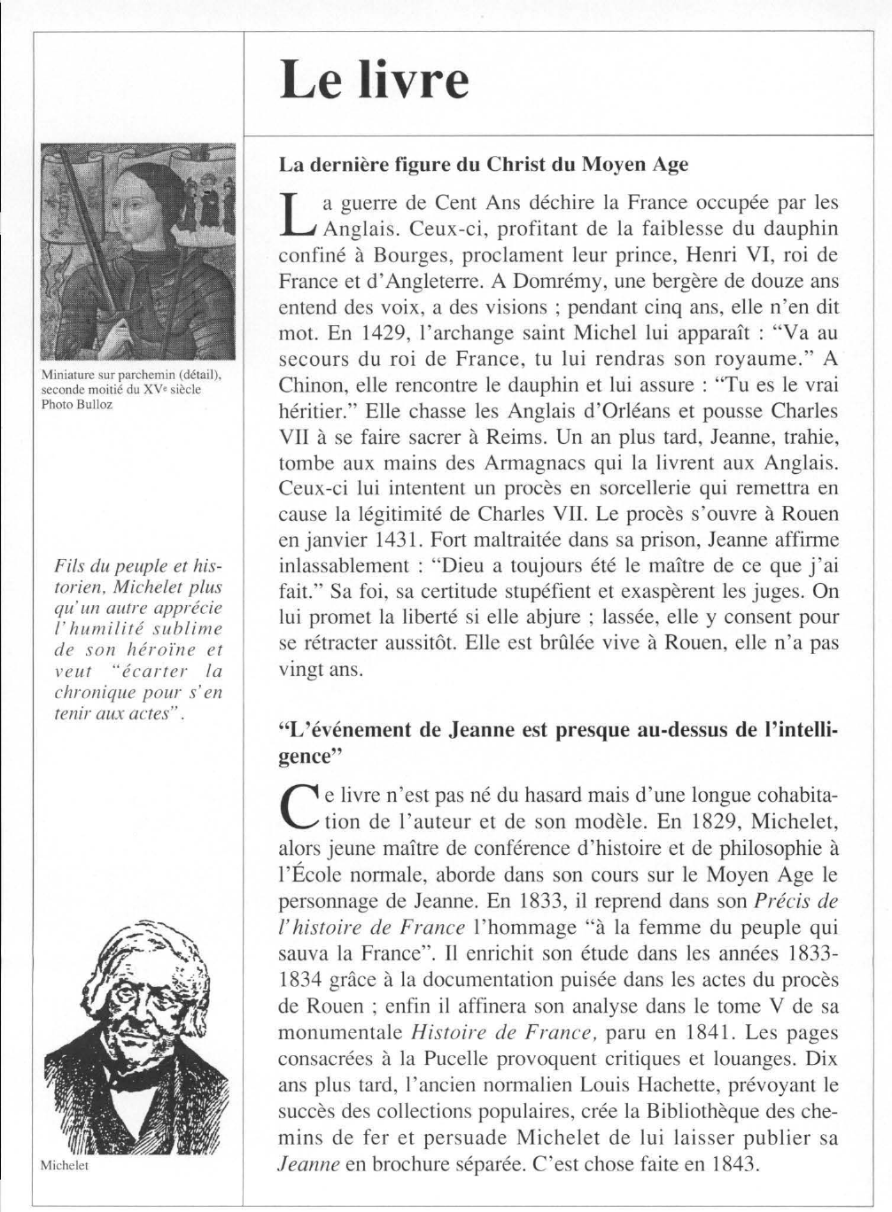 Prévisualisation du document Jules MICHELET : Jeanne d'Arc