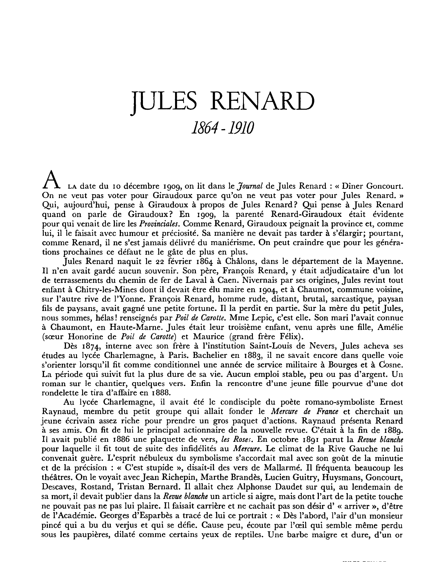 Prévisualisation du document JULES RENARD