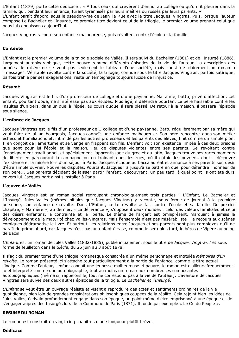 Prévisualisation du document Jules valles: Jacques Vingtras