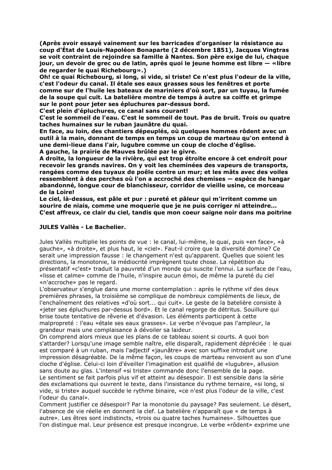 Prévisualisation du document JULES Vallès - Le Bachelier. Commentaire