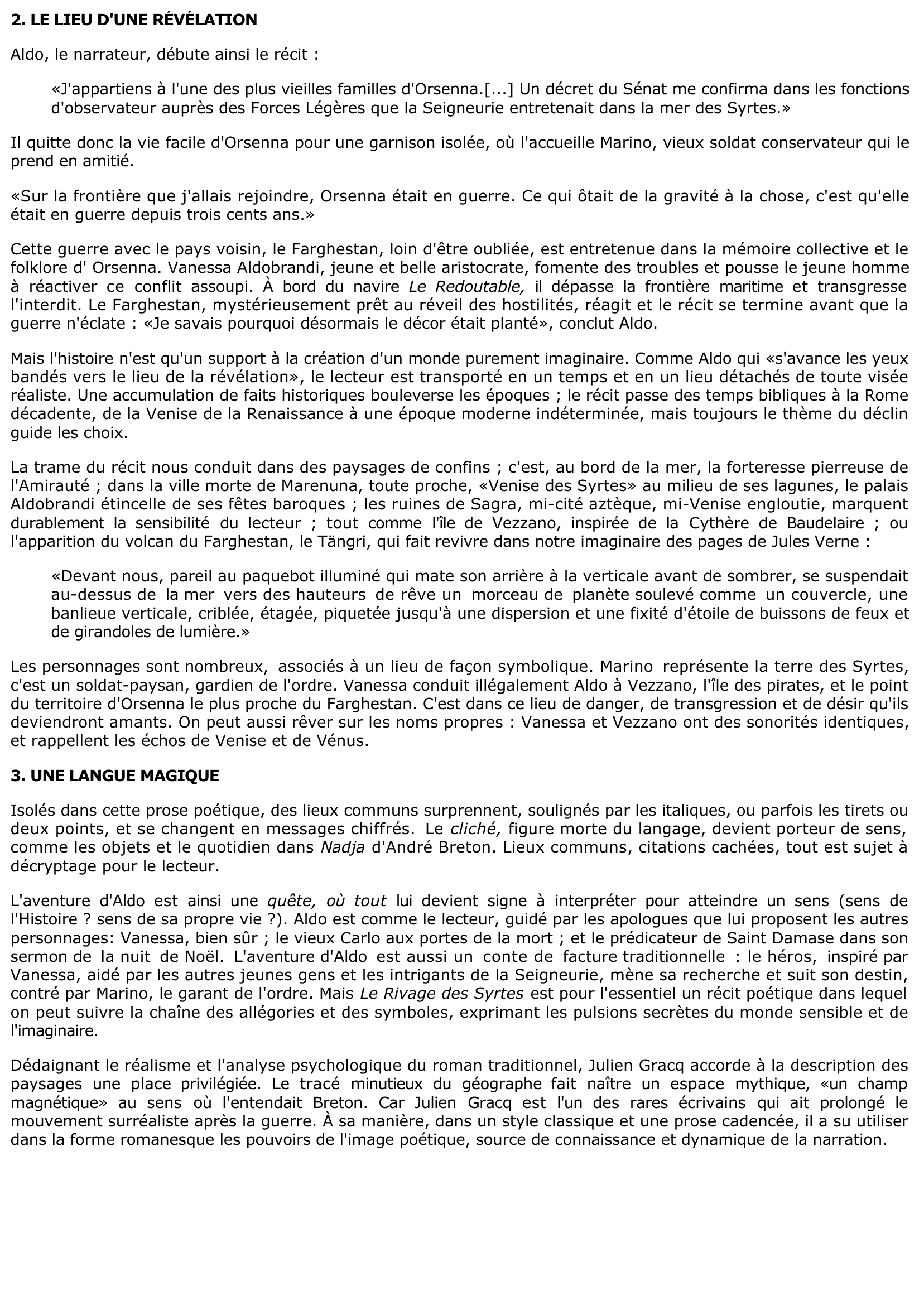 Prévisualisation du document Julien GRACQ: Le Rivage de Syrtes (Résumé & Analyse)
