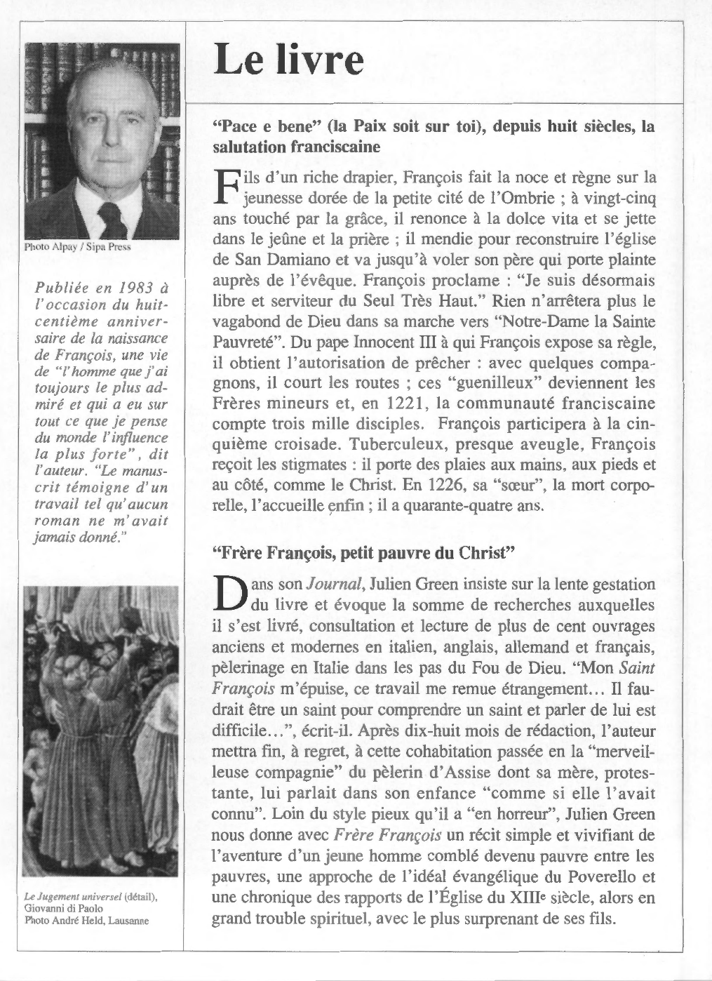Prévisualisation du document Julien GREEN : Frère François