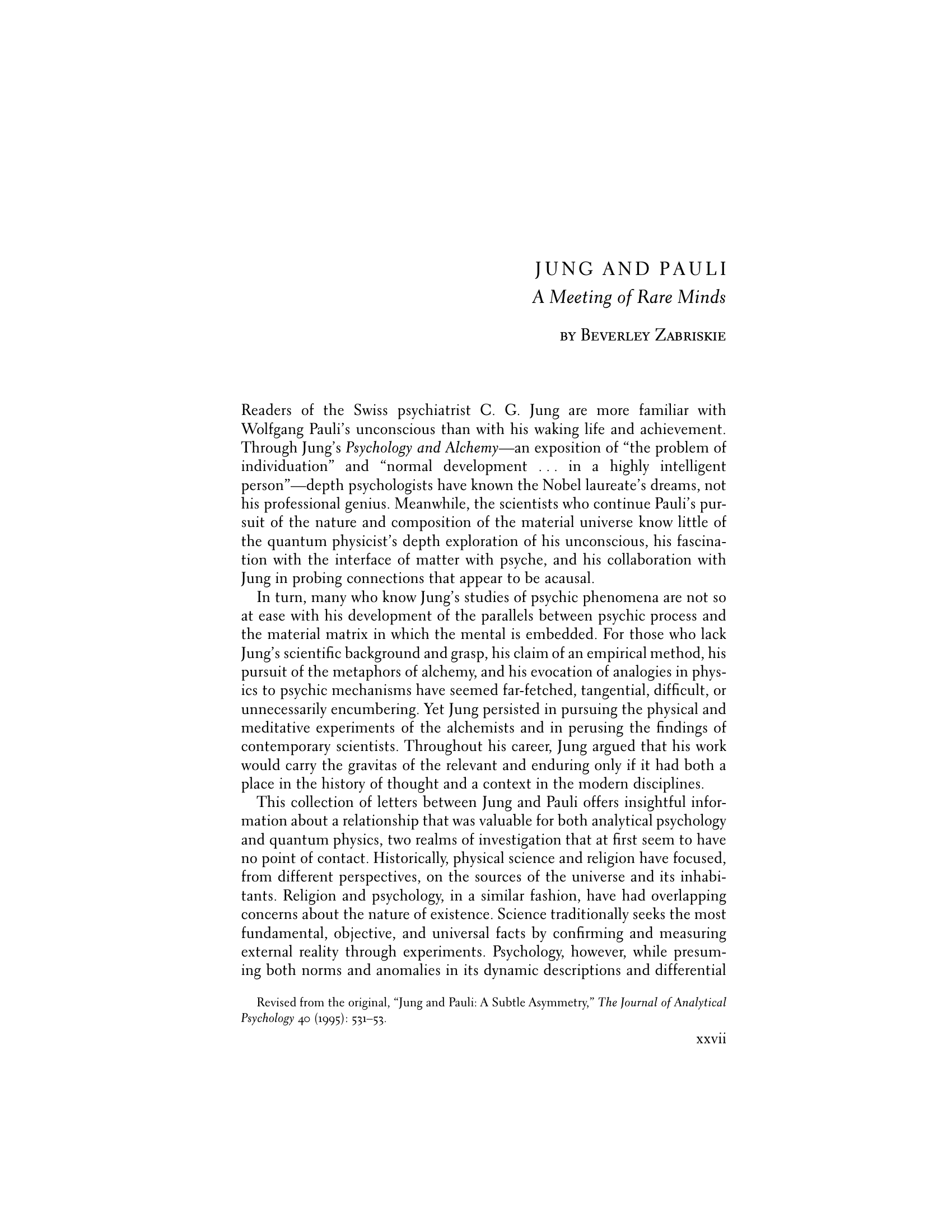 Prévisualisation du document Jung and Pauli: A Meeting of Rare Minds