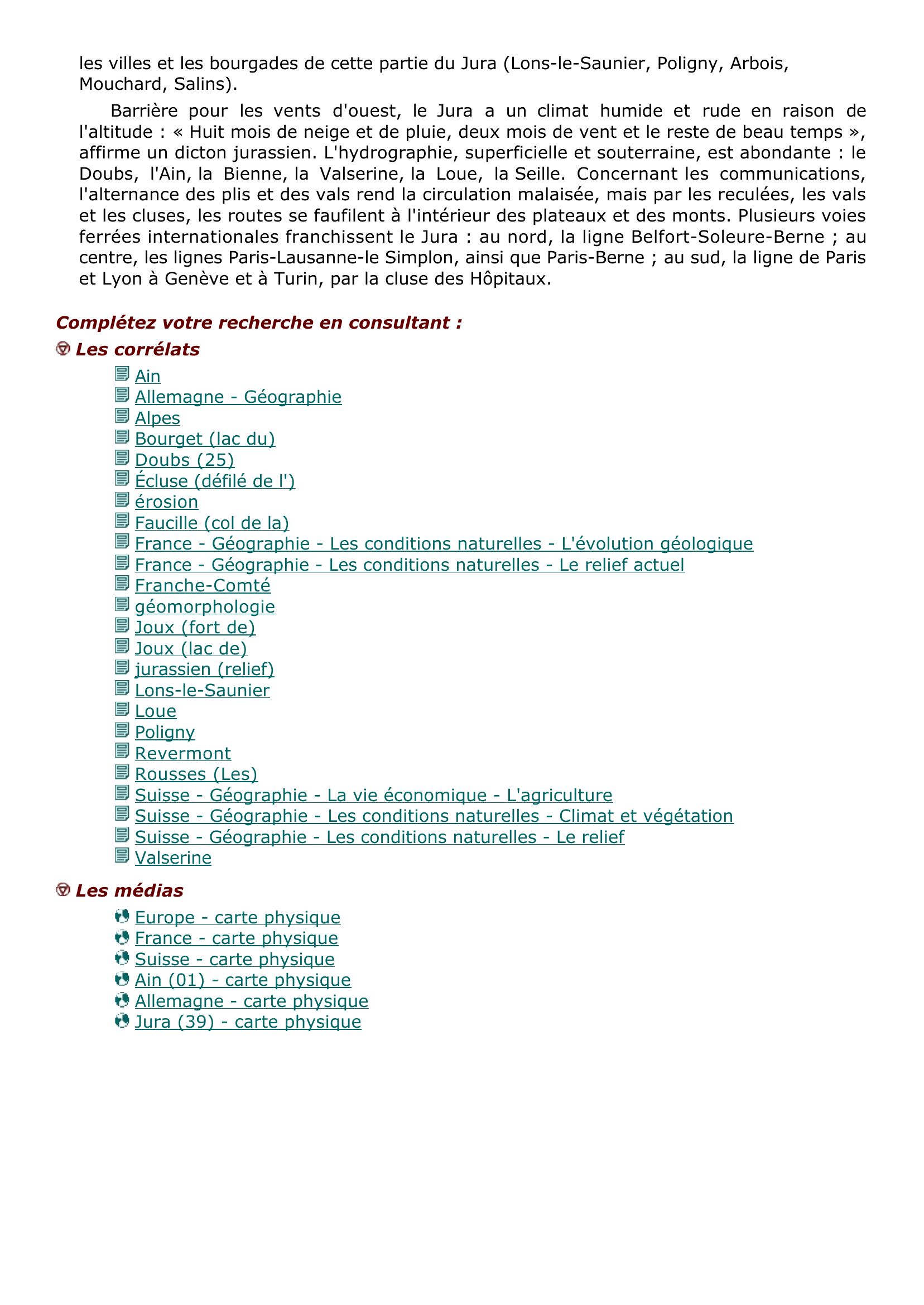 Prévisualisation du document Jura. chaîne de montagnes de France et de Suisse se