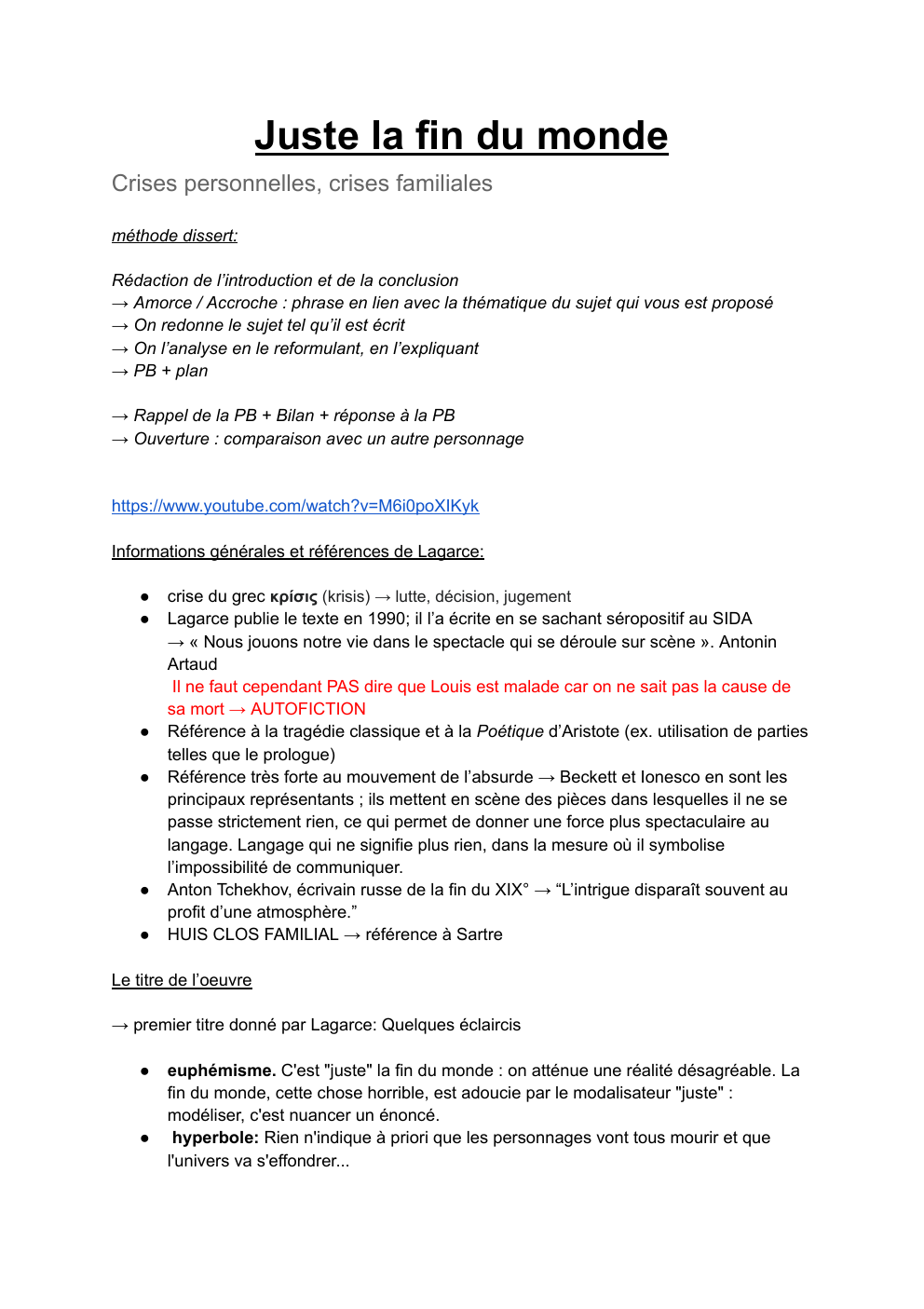 Prévisualisation du document Juste la fin du monde dissertation methode
