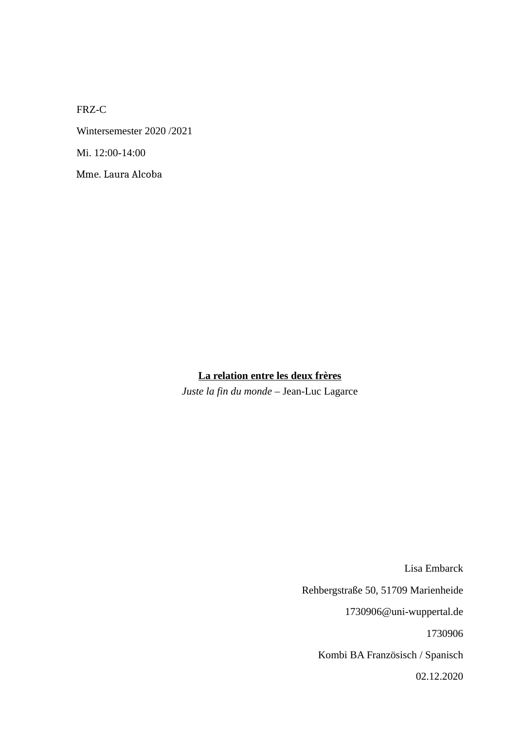 Prévisualisation du document Juste la fin du monde - la relation entre les deux frères