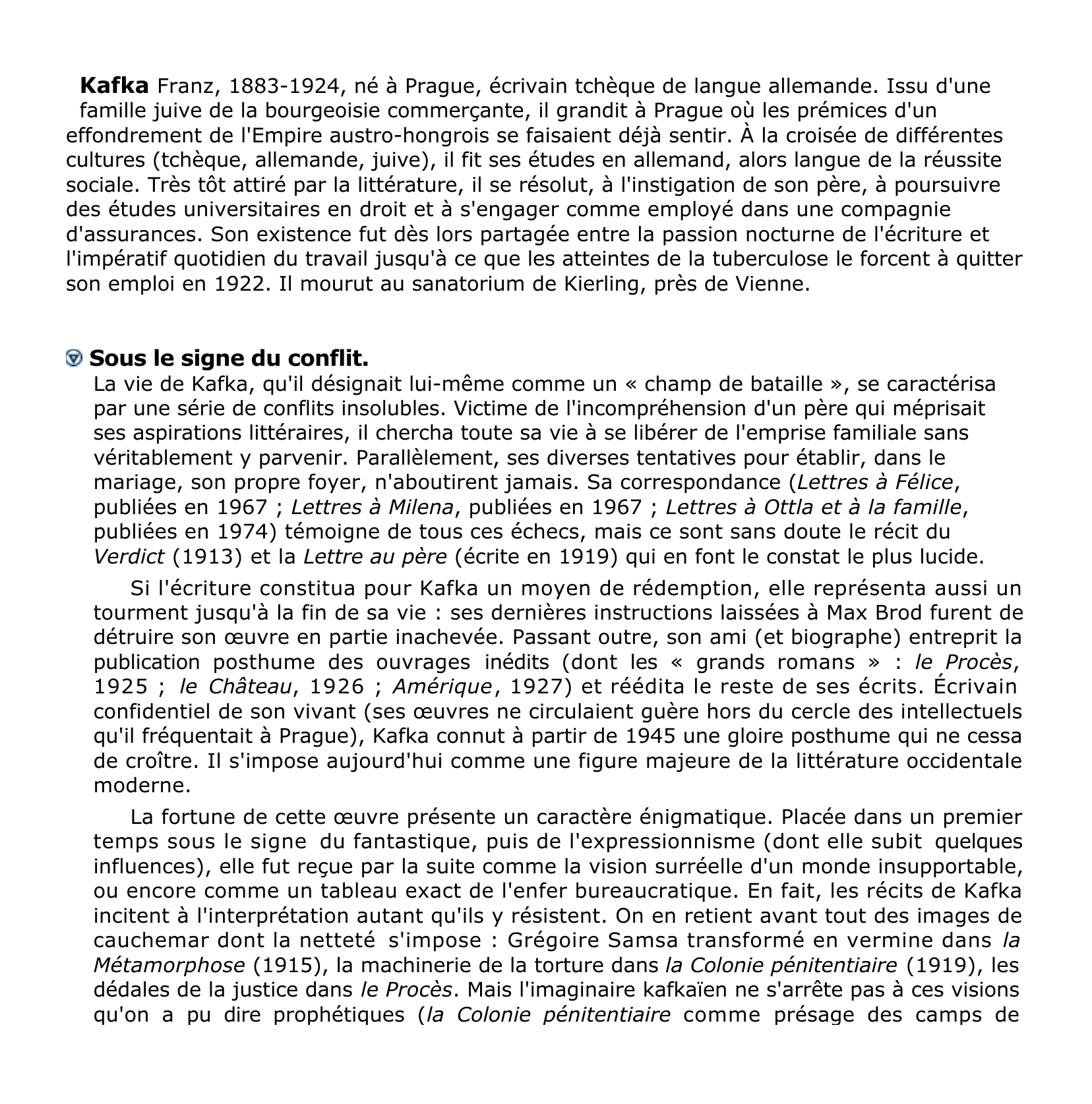 Prévisualisation du document Kafka Franz    Ecrivain tchèque de langue allemande