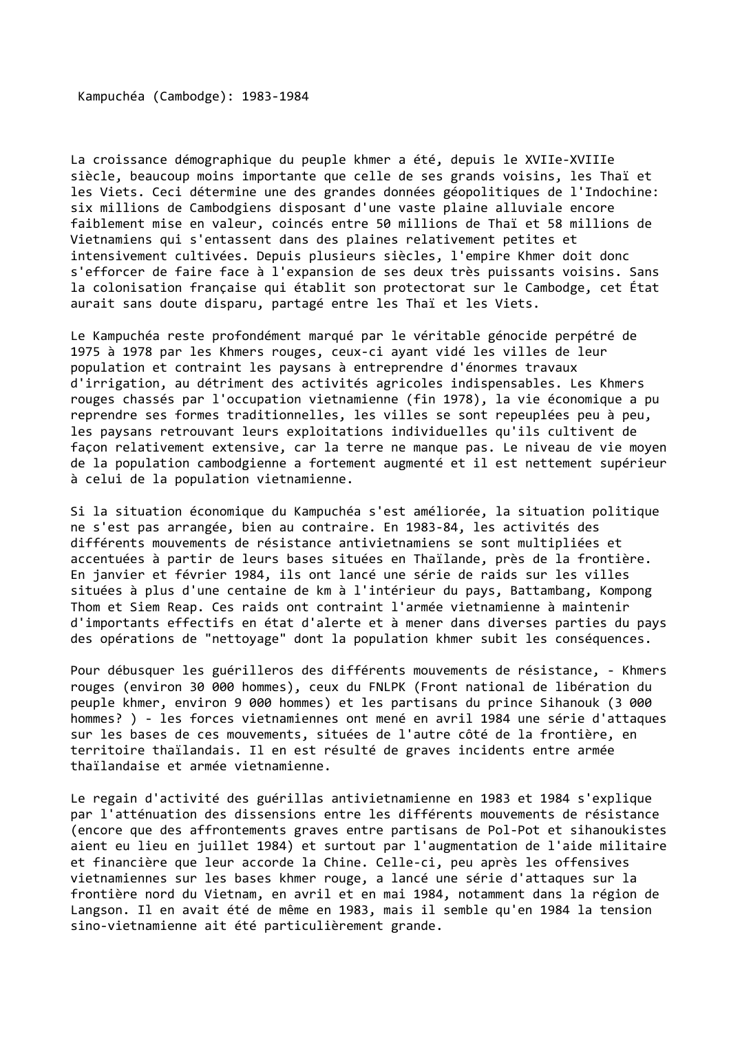 Prévisualisation du document Kampuchéa (Cambodge): 1983-1984