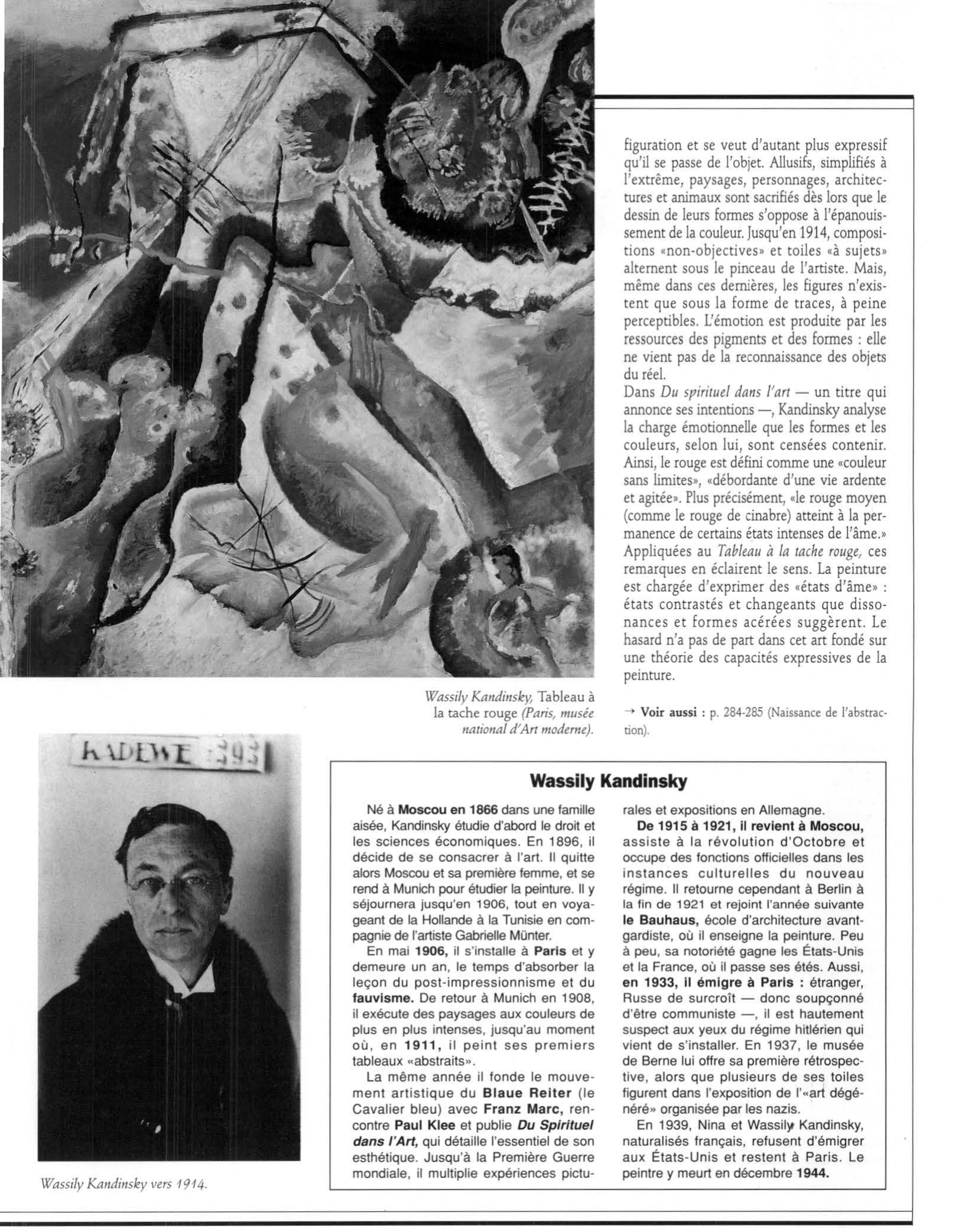 Prévisualisation du document Kandinsky : TABLEAU À LA TACHE ROUGE