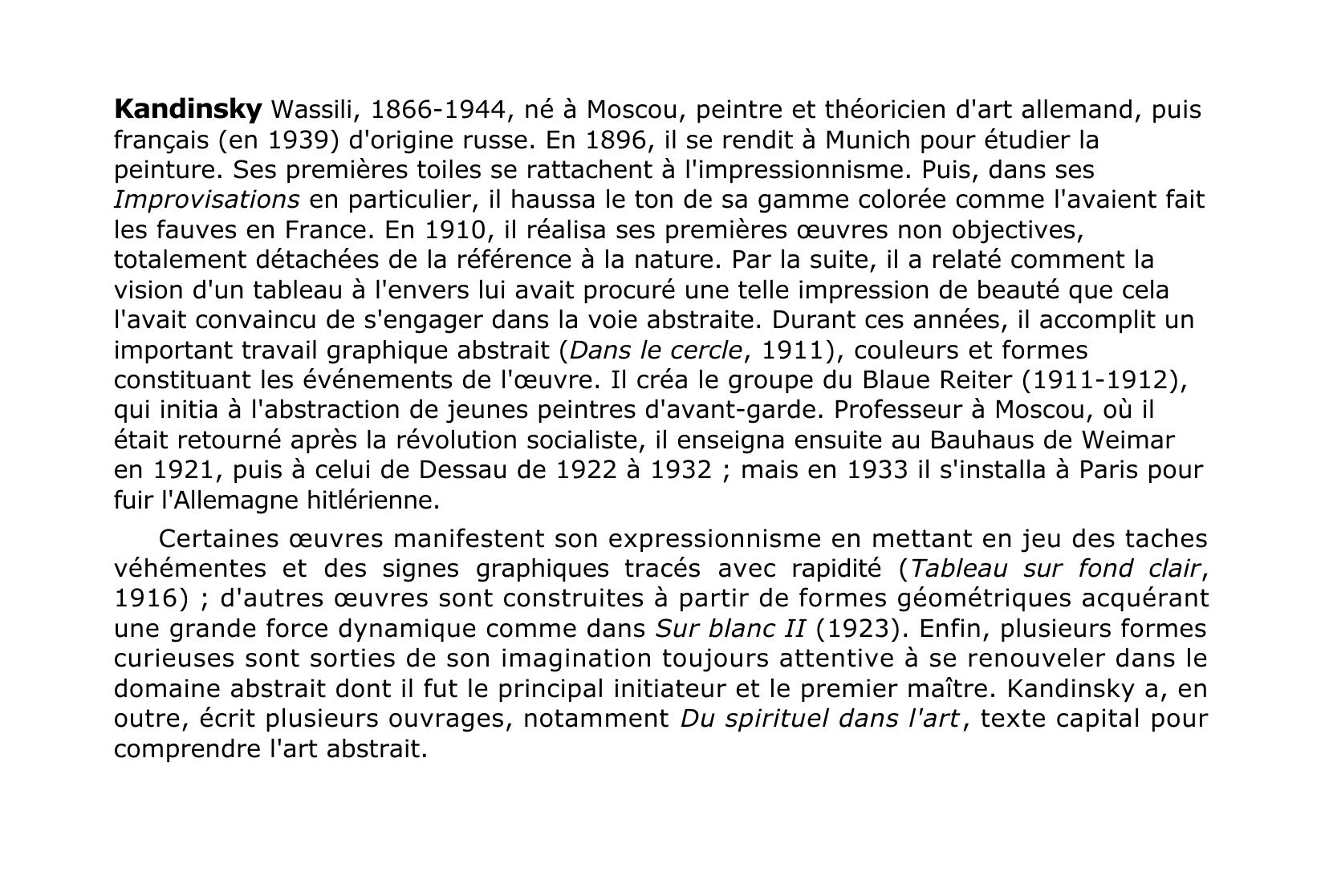 Prévisualisation du document Kandinsky Wassili    Peintre et théoricien d'art allemand, puis français, d'origine russe