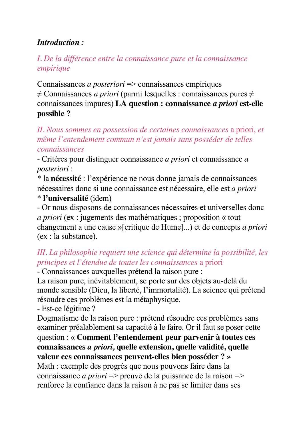 Prévisualisation du document Kant Critique raison pure : Introduction