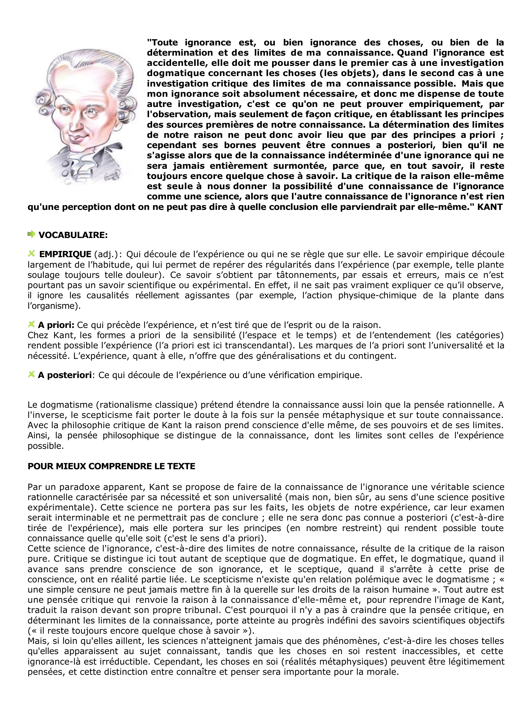 Prévisualisation du document KANT et la connaissance de l'ignorance