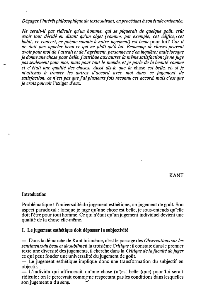 Prévisualisation du document Kant et le beau
