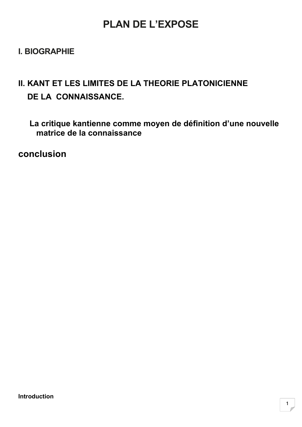 Prévisualisation du document KANT ET LES LIMITES DE LA THEORIE PLATONICIENNE DE LA CONNAISSANCE