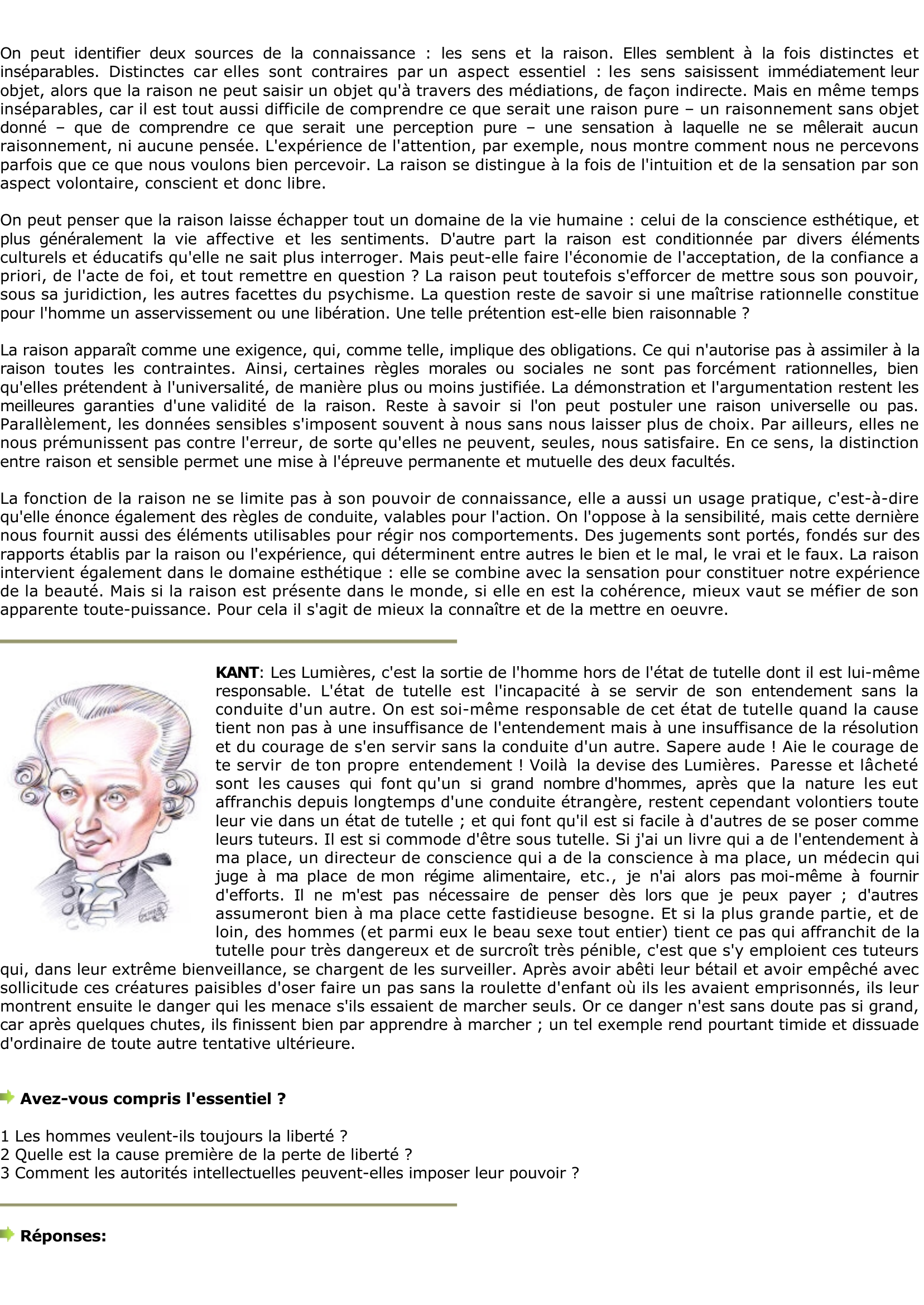 Prévisualisation du document Kant: La raison est-elle facteur de liberté ?