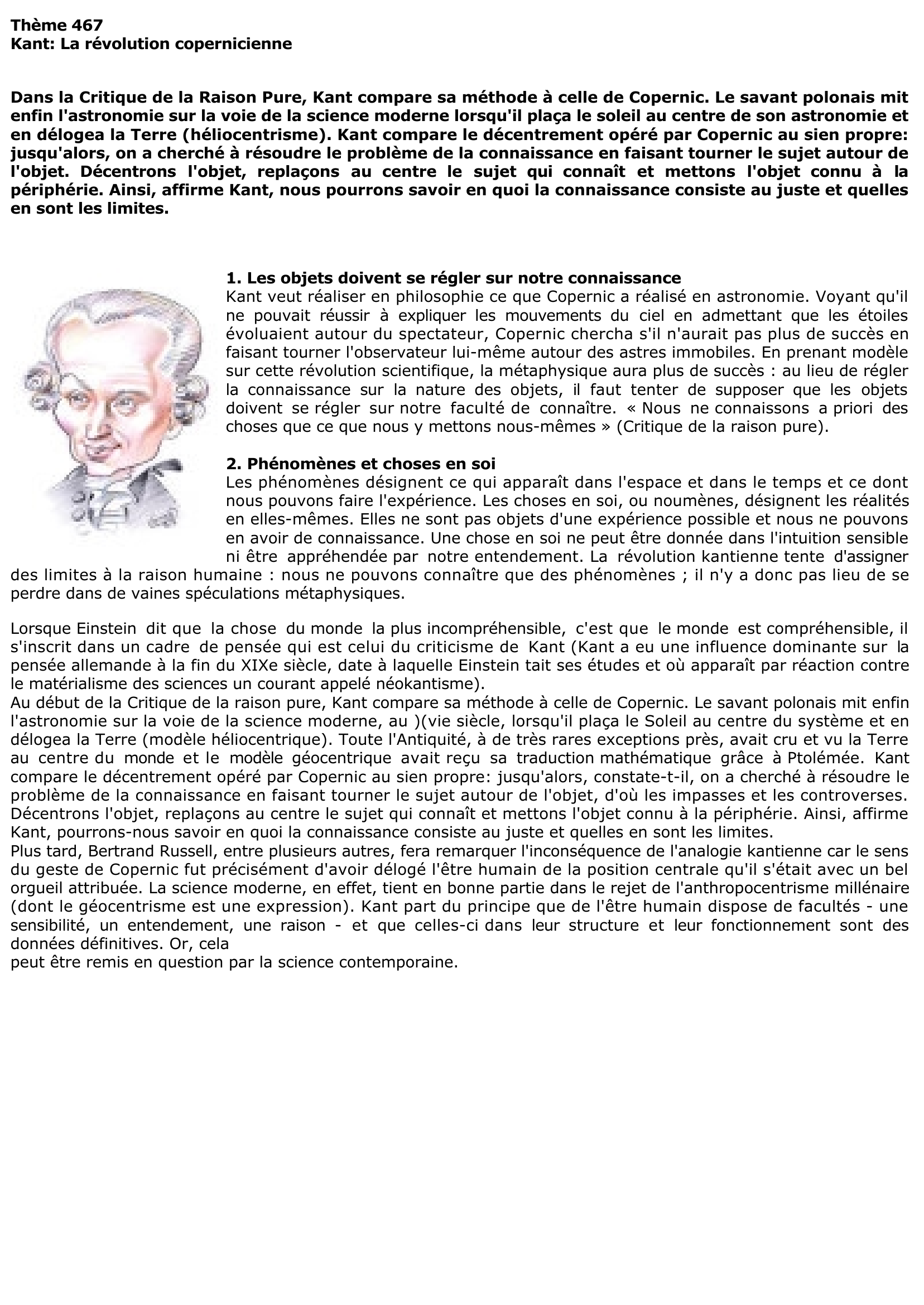 Prévisualisation du document Kant: La révolution copernicienne