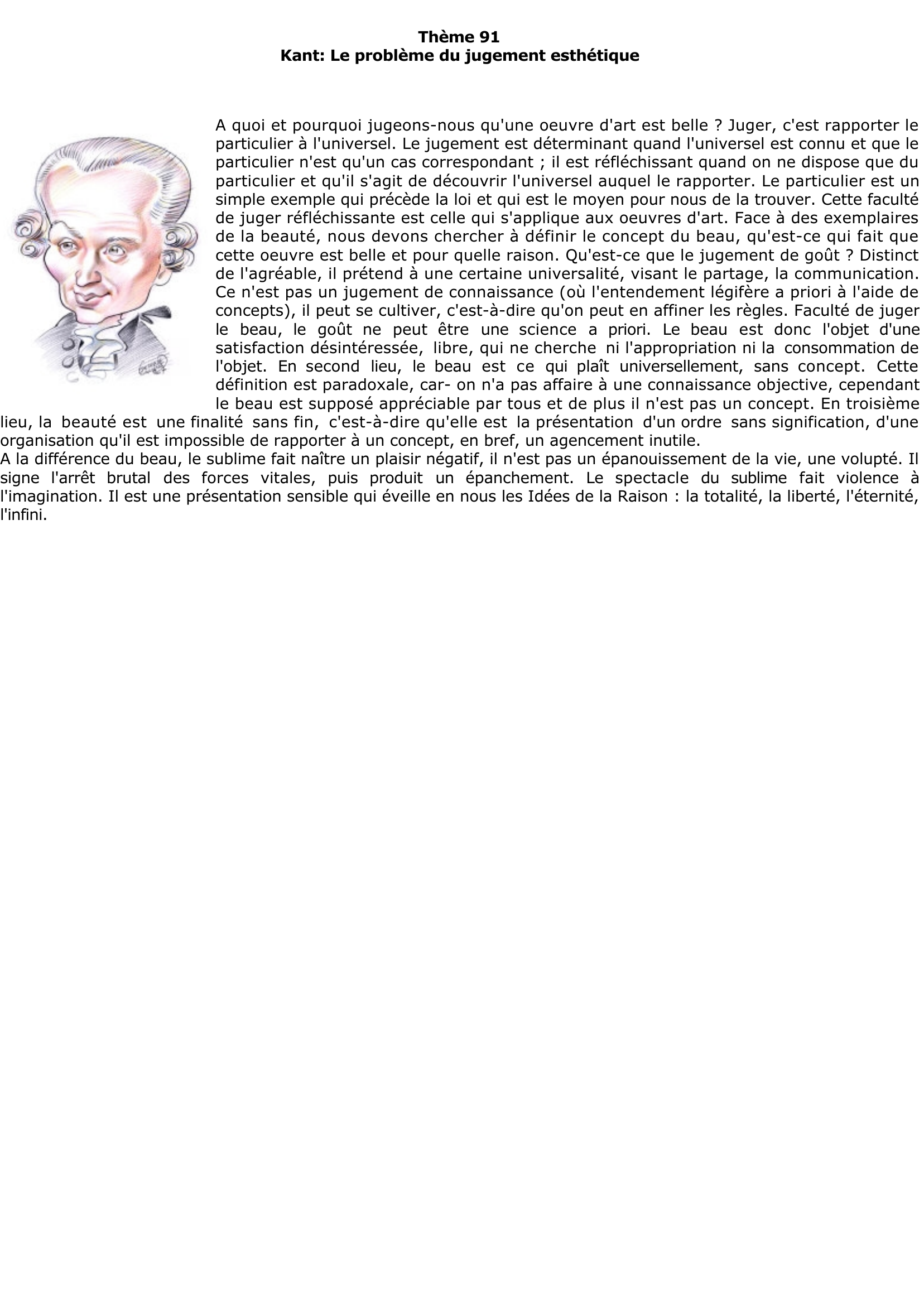 Prévisualisation du document Kant: Le problème du jugement esthétique