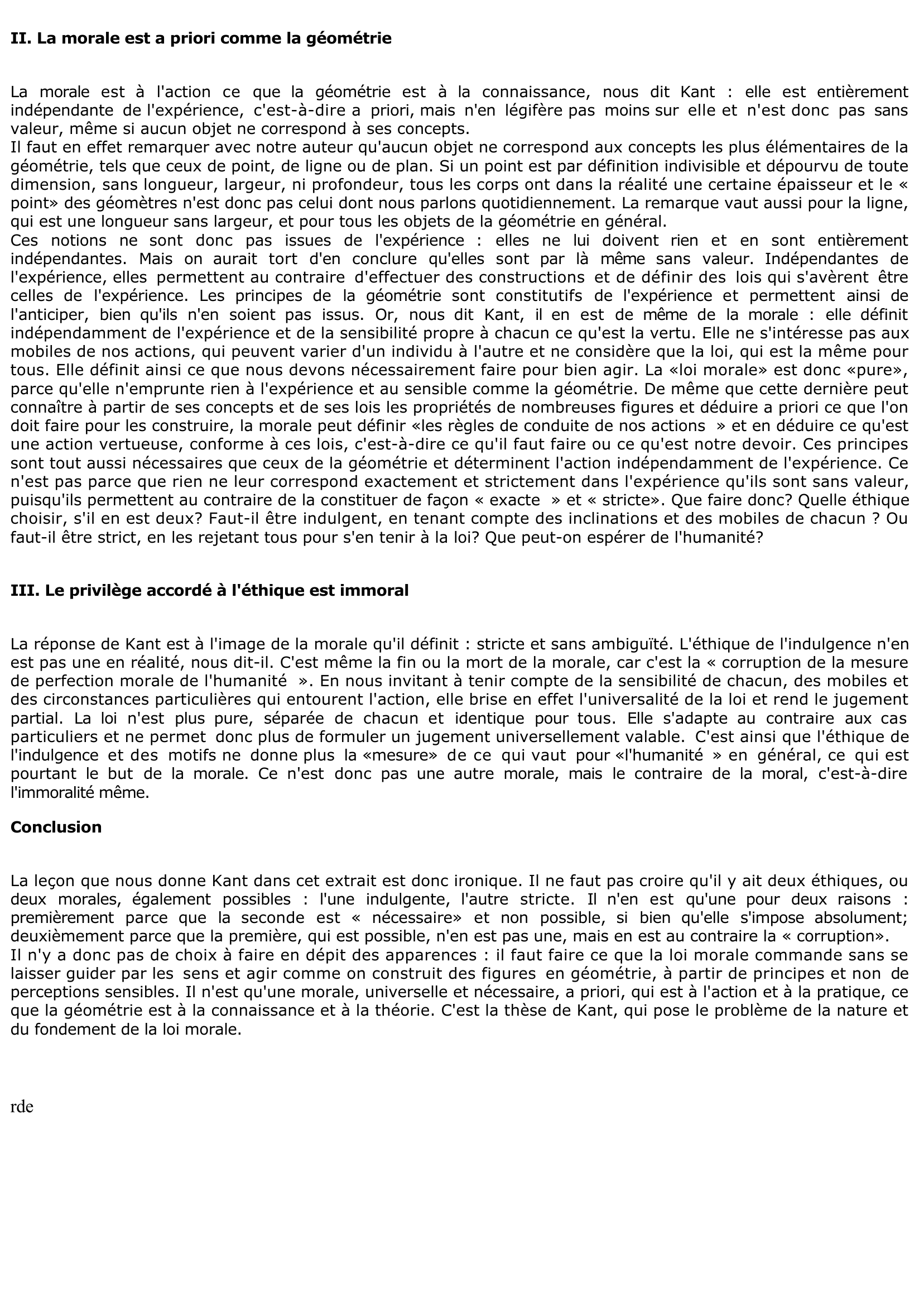 Prévisualisation du document Kant, Leçons d'éthique (2005 - Série ES)